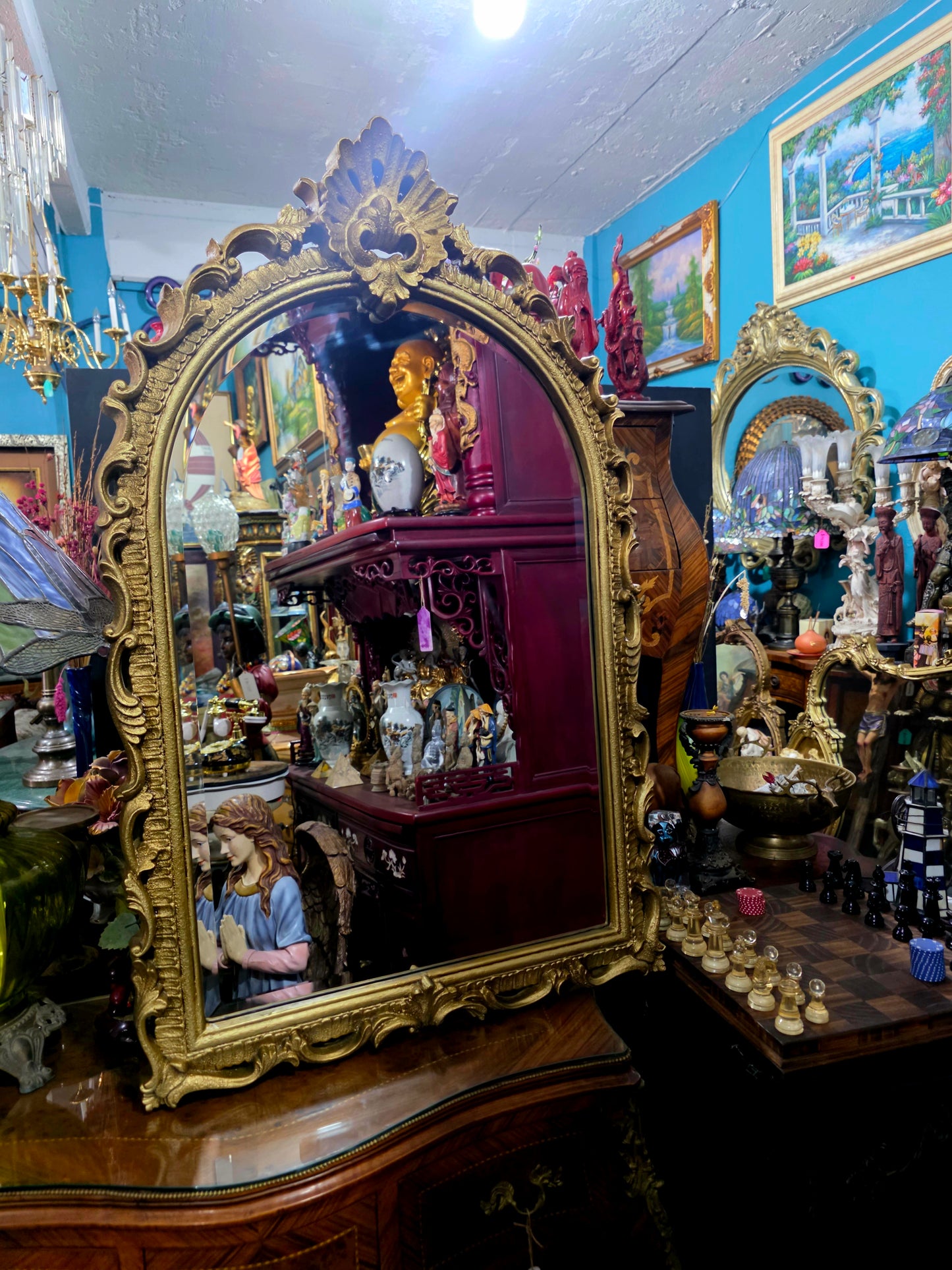 Credenza with Mirror – Aged Gold 🪞🏛️🌿