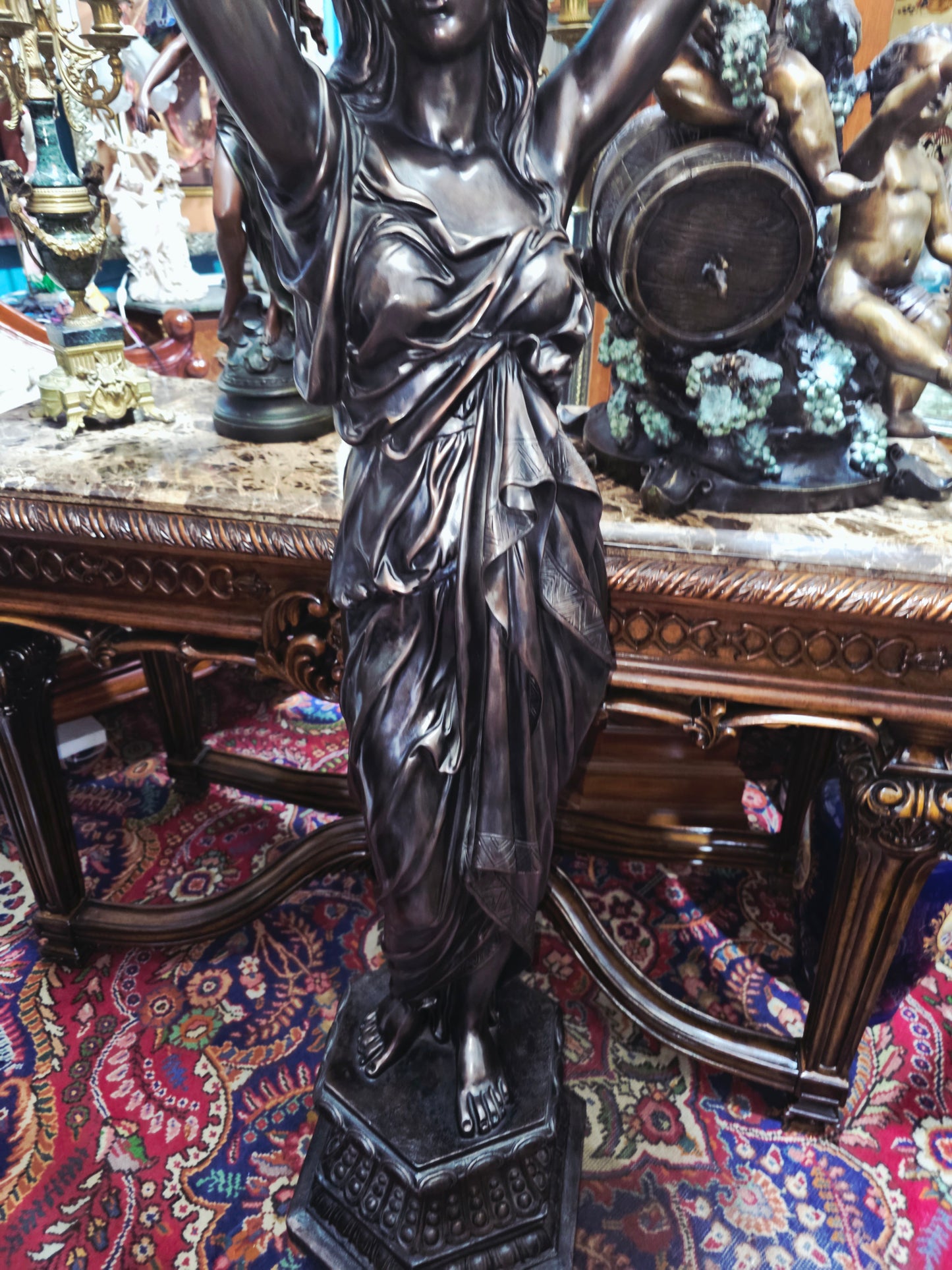 Art Nouveau Sculptural Lamp with Torch – Torchère Art Nouveau🌿🕯️🌿