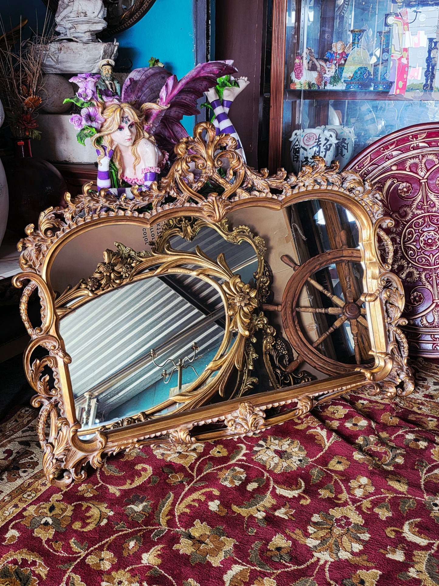 Espejo Barroco/Rococo Revival en Hoja de Oro – Artesanía en Madera🌸🌿🪞