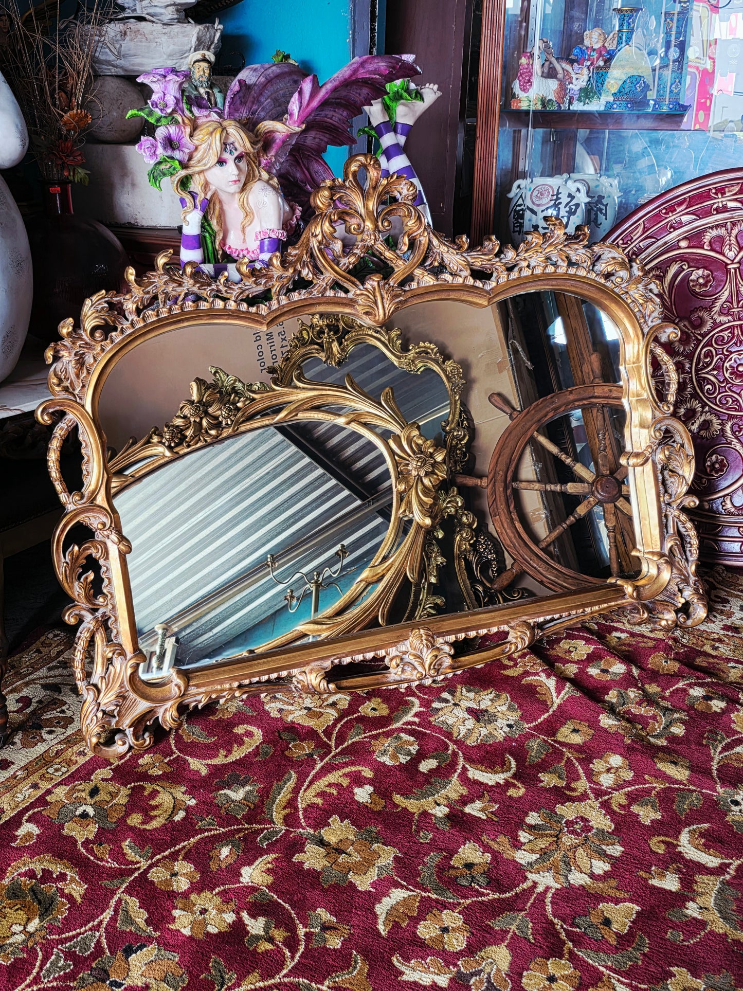 Espejo Barroco/Rococo Revival en Hoja de Oro – Artesanía en Madera🌸🌿🪞