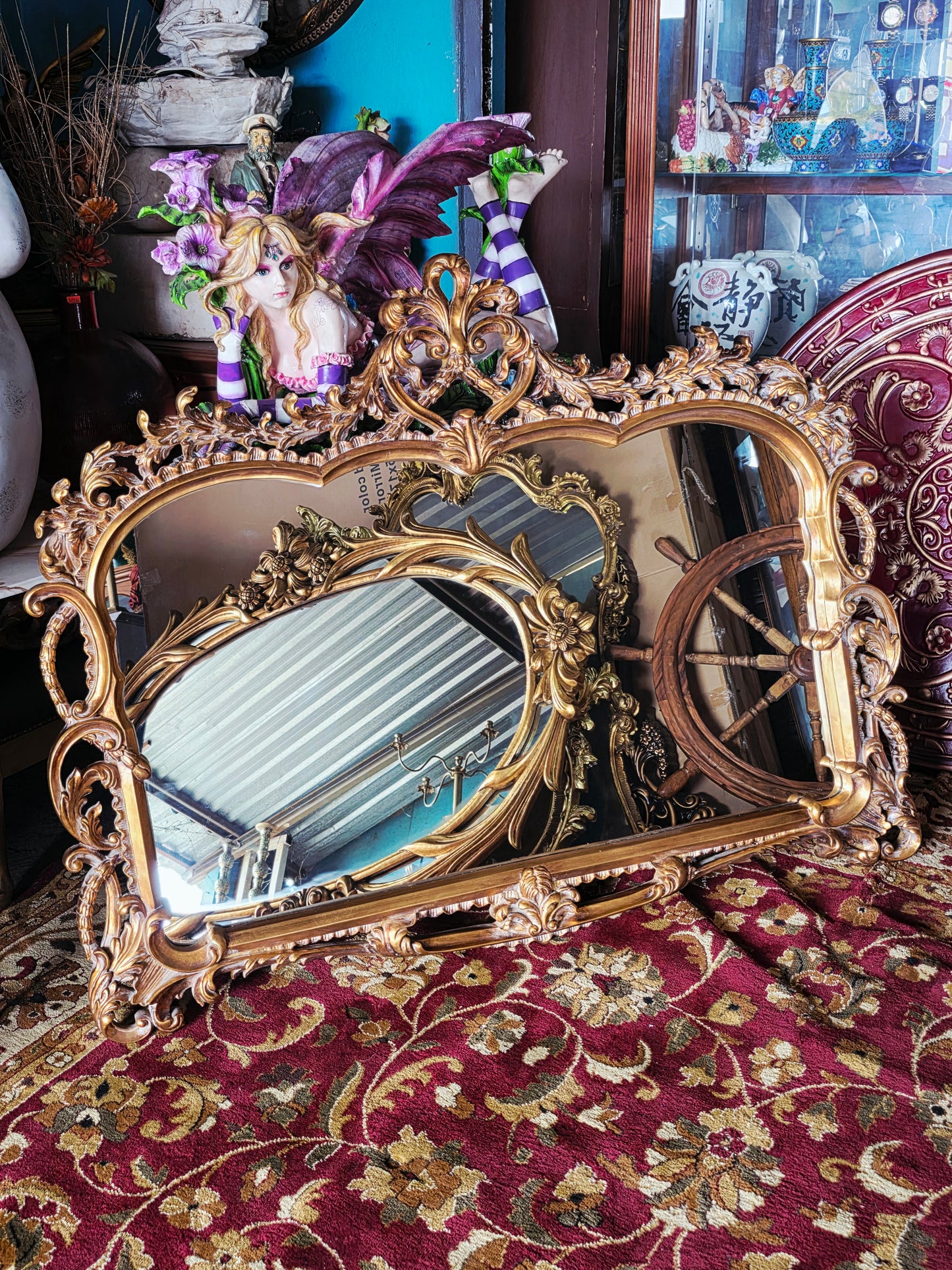 Espejo Barroco/Rococo Revival en Hoja de Oro – Artesanía en Madera🌸🌿🪞