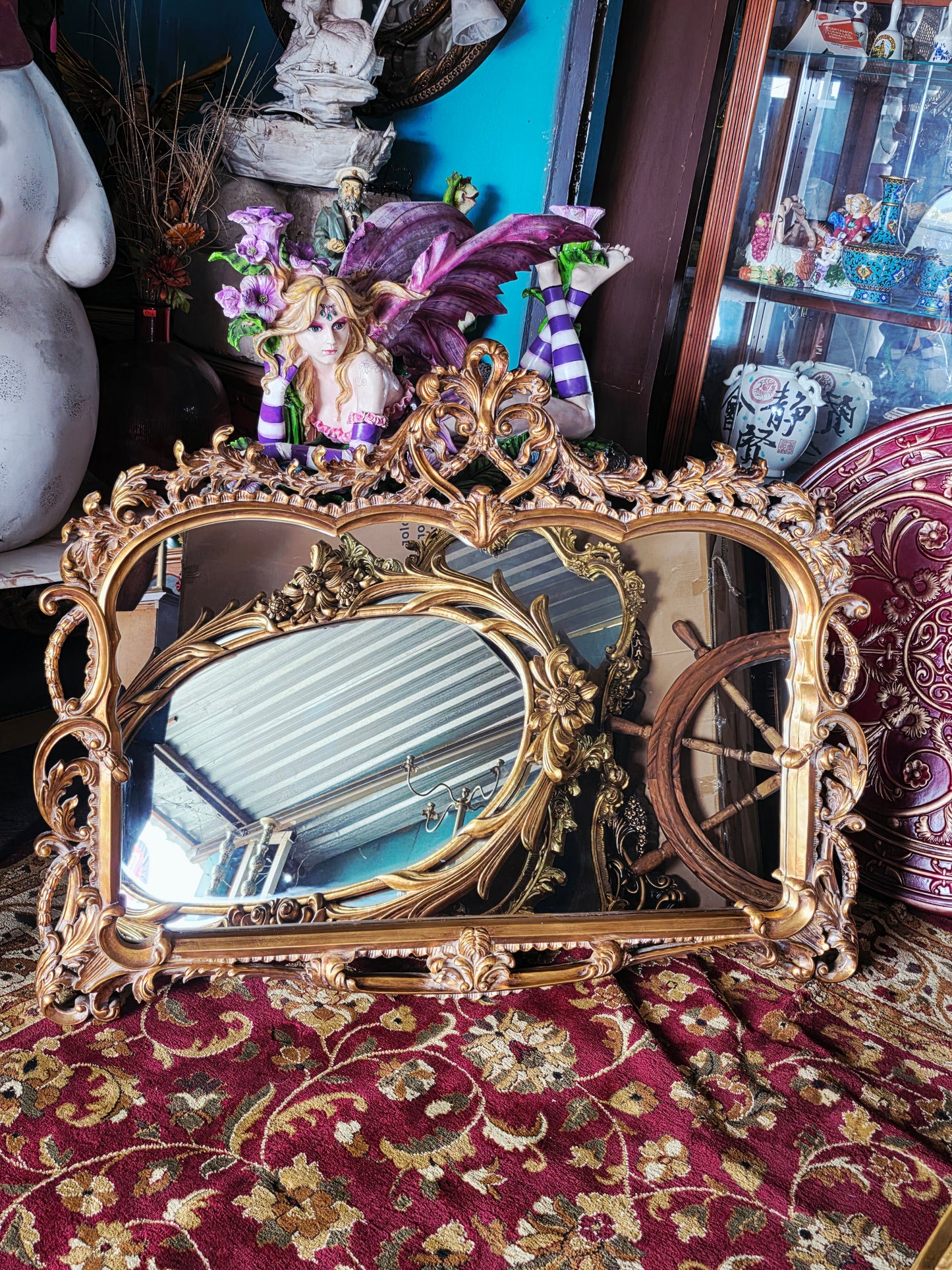Espejo Barroco/Rococo Revival en Hoja de Oro – Artesanía en Madera🌸🌿🪞