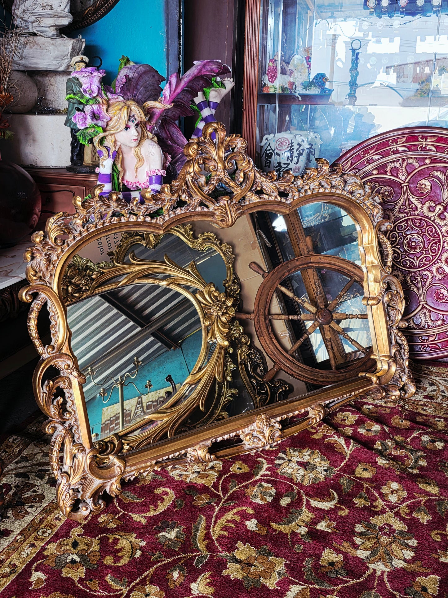 Espejo Barroco/Rococo Revival en Hoja de Oro – Artesanía en Madera🌸🌿🪞