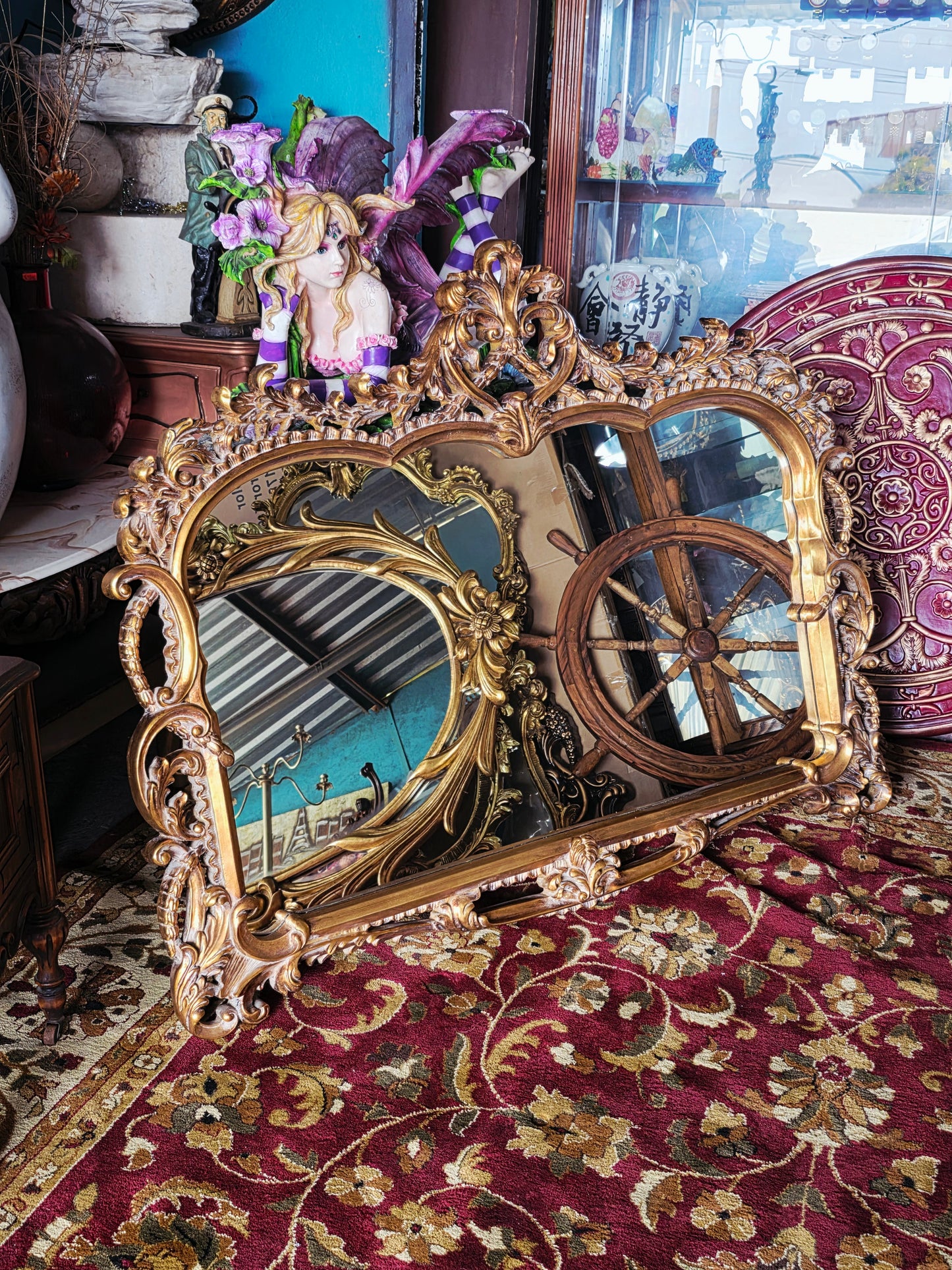 Espejo Barroco/Rococo Revival en Hoja de Oro – Artesanía en Madera🌸🌿🪞