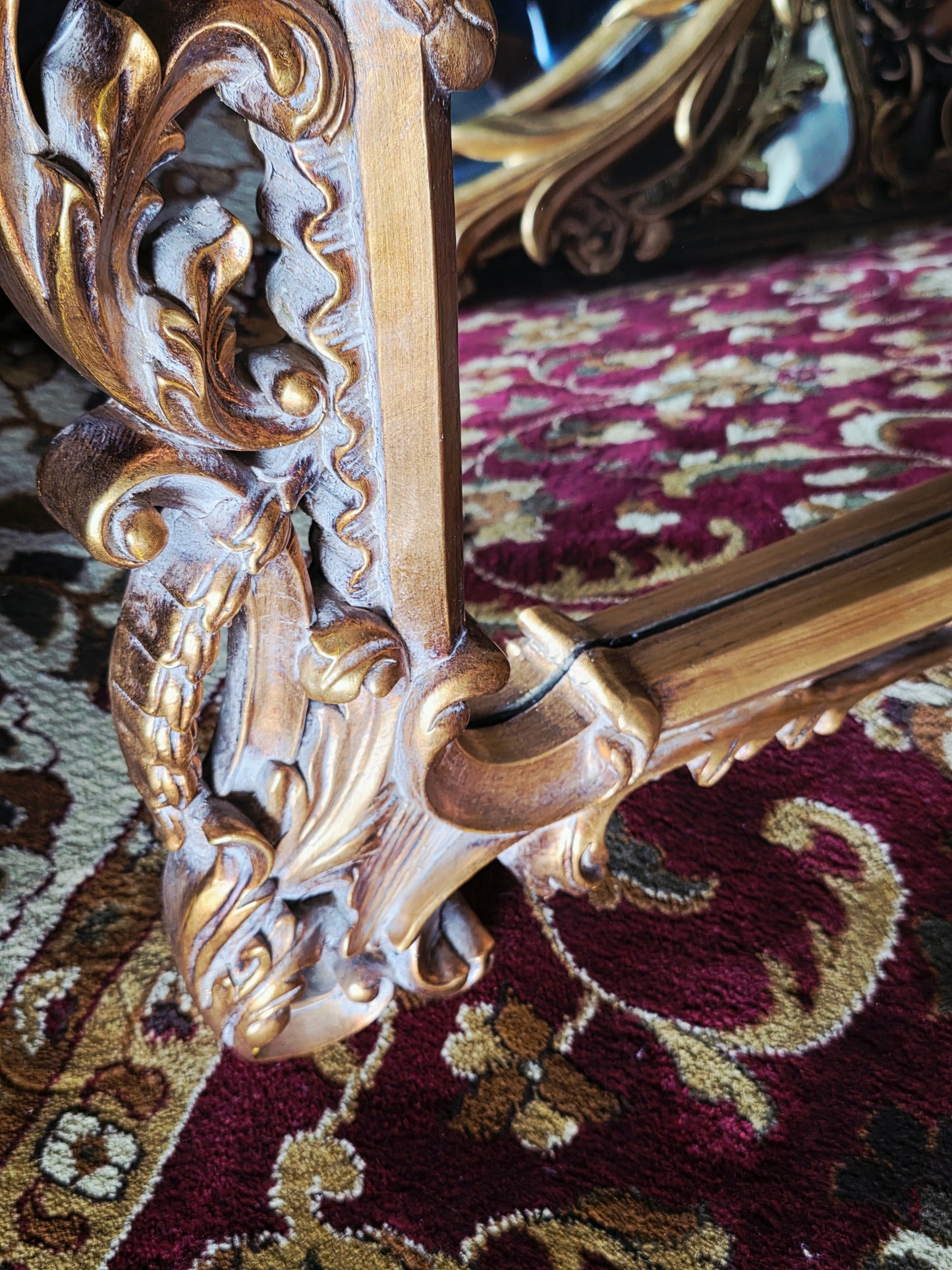 Espejo Barroco/Rococo Revival en Hoja de Oro – Artesanía en Madera🌸🌿🪞