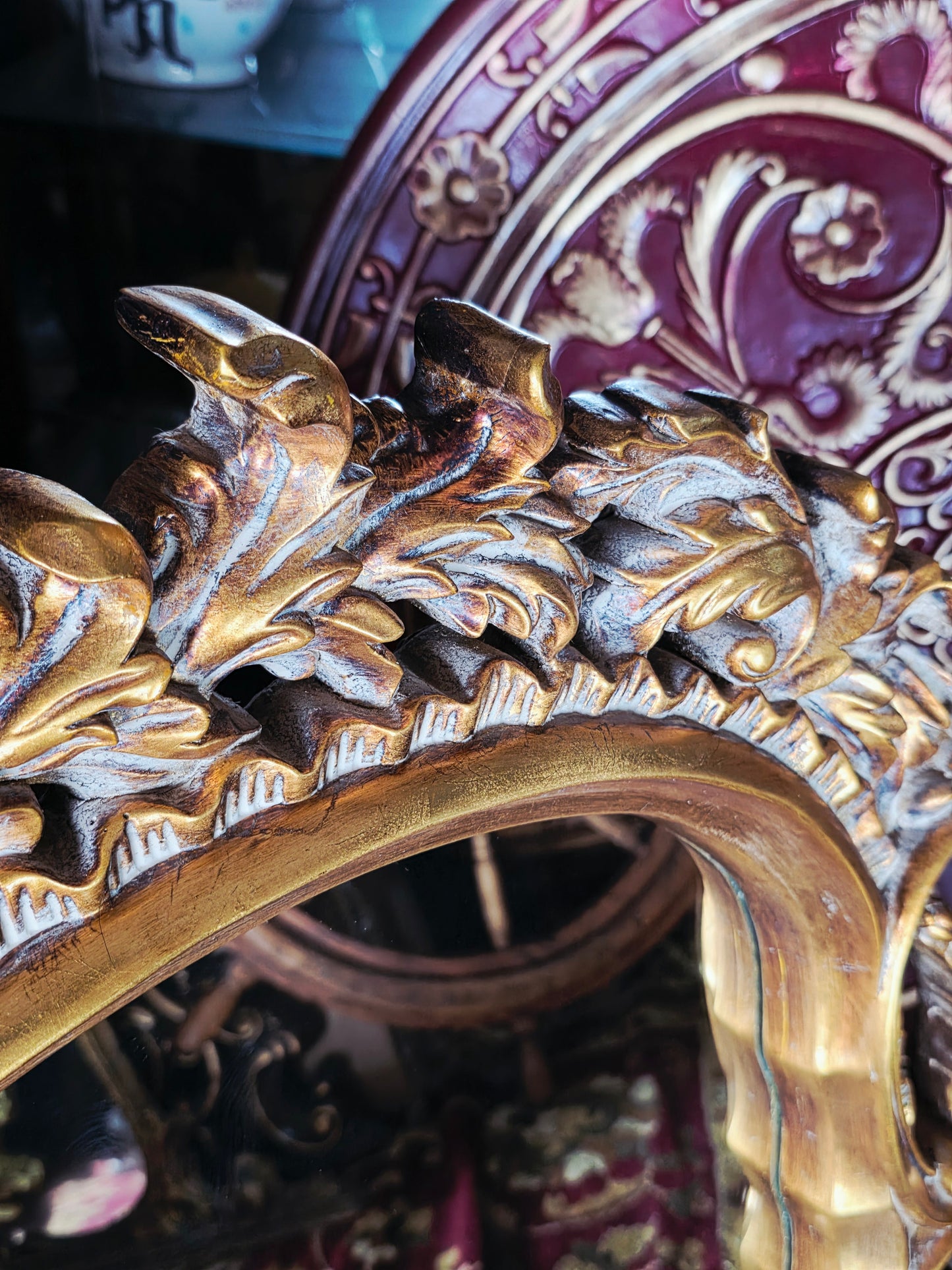 Espejo Barroco/Rococo Revival en Hoja de Oro – Artesanía en Madera🌸🌿🪞