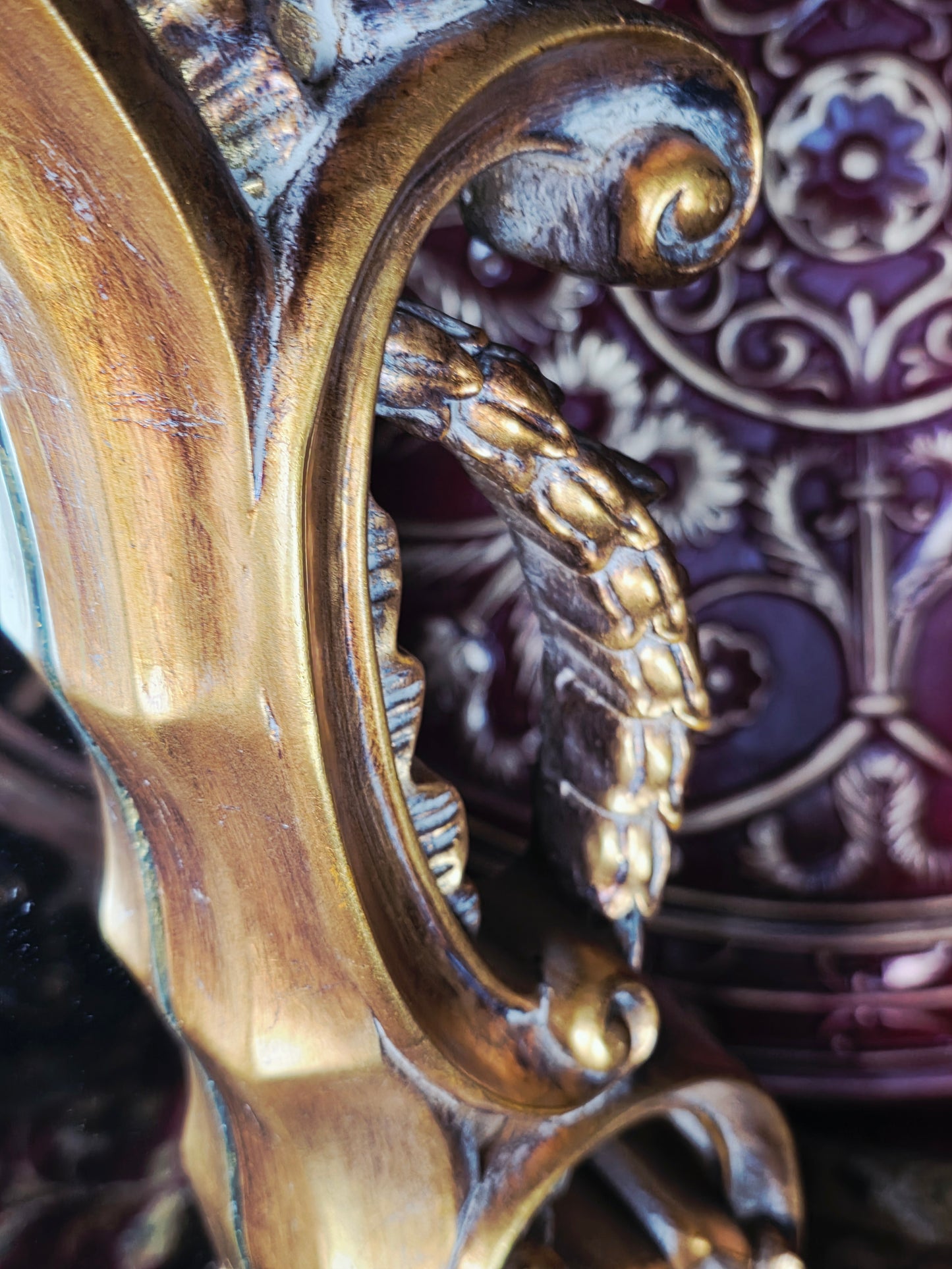 Espejo Barroco/Rococo Revival en Hoja de Oro – Artesanía en Madera🌸🌿🪞