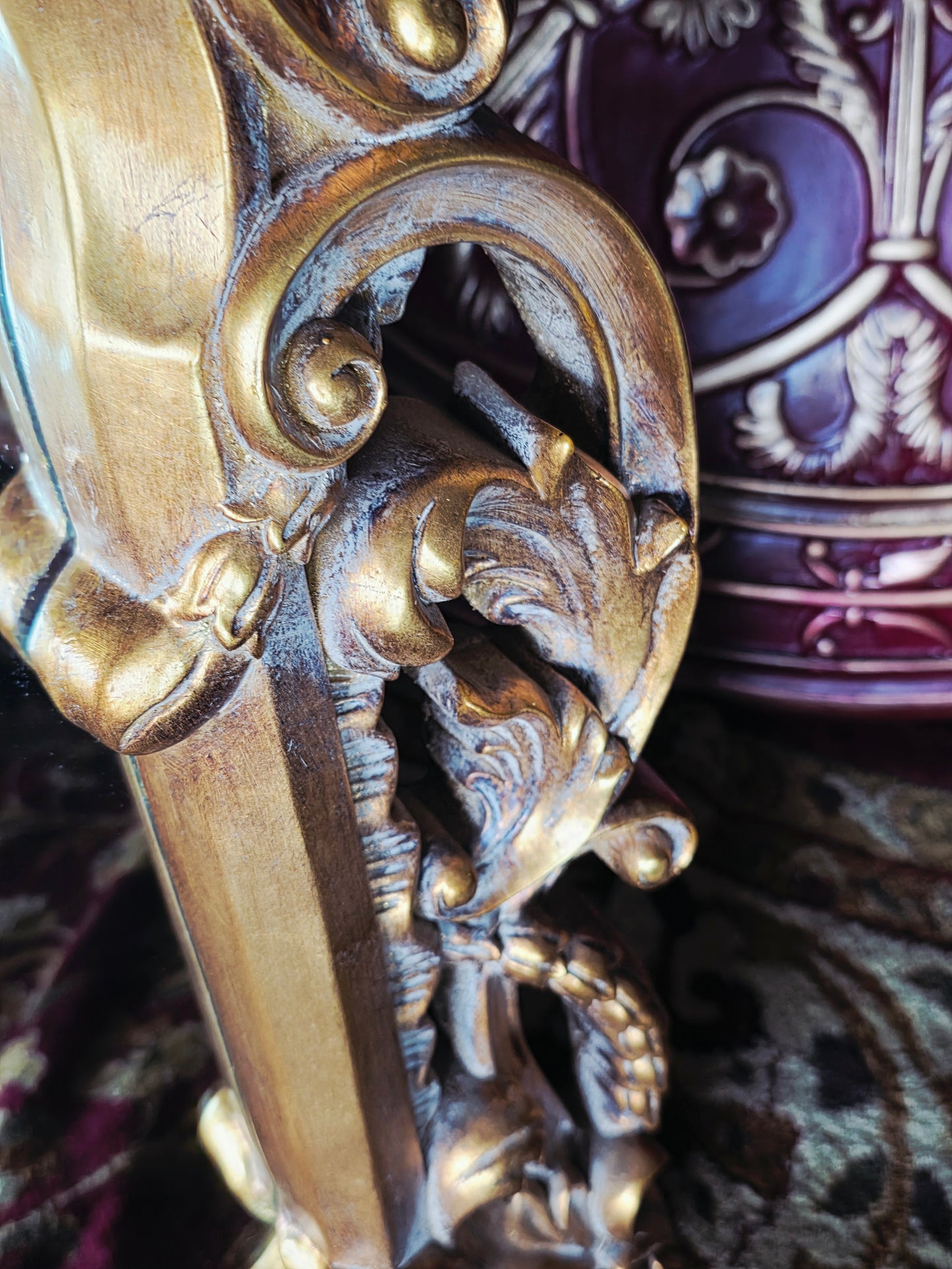 Espejo Barroco/Rococo Revival en Hoja de Oro – Artesanía en Madera🌸🌿🪞