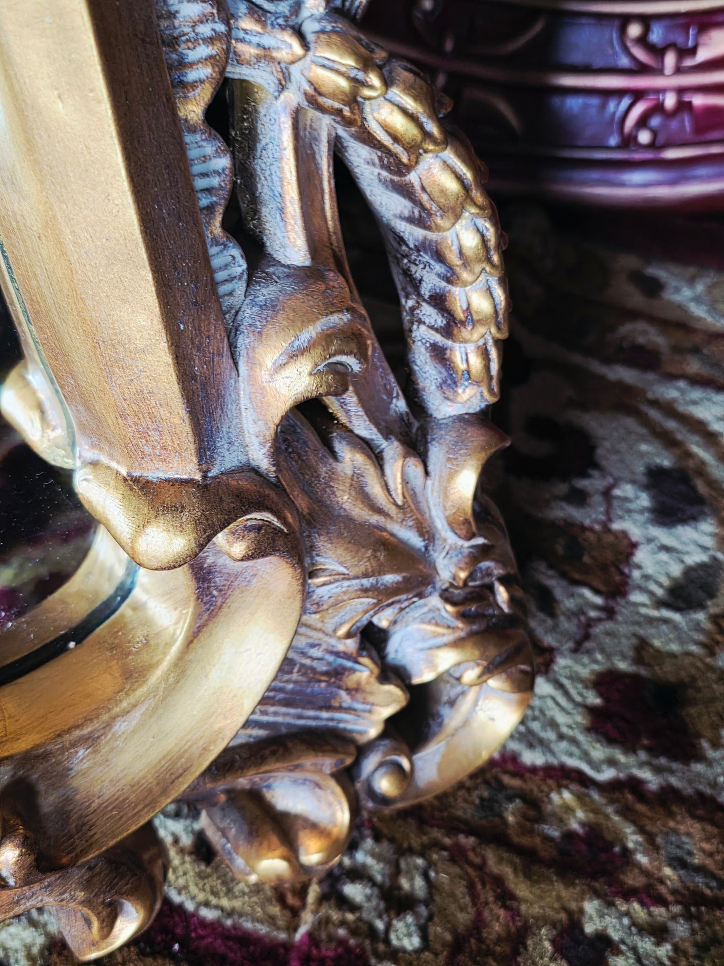 Espejo Barroco/Rococo Revival en Hoja de Oro – Artesanía en Madera🌸🌿🪞
