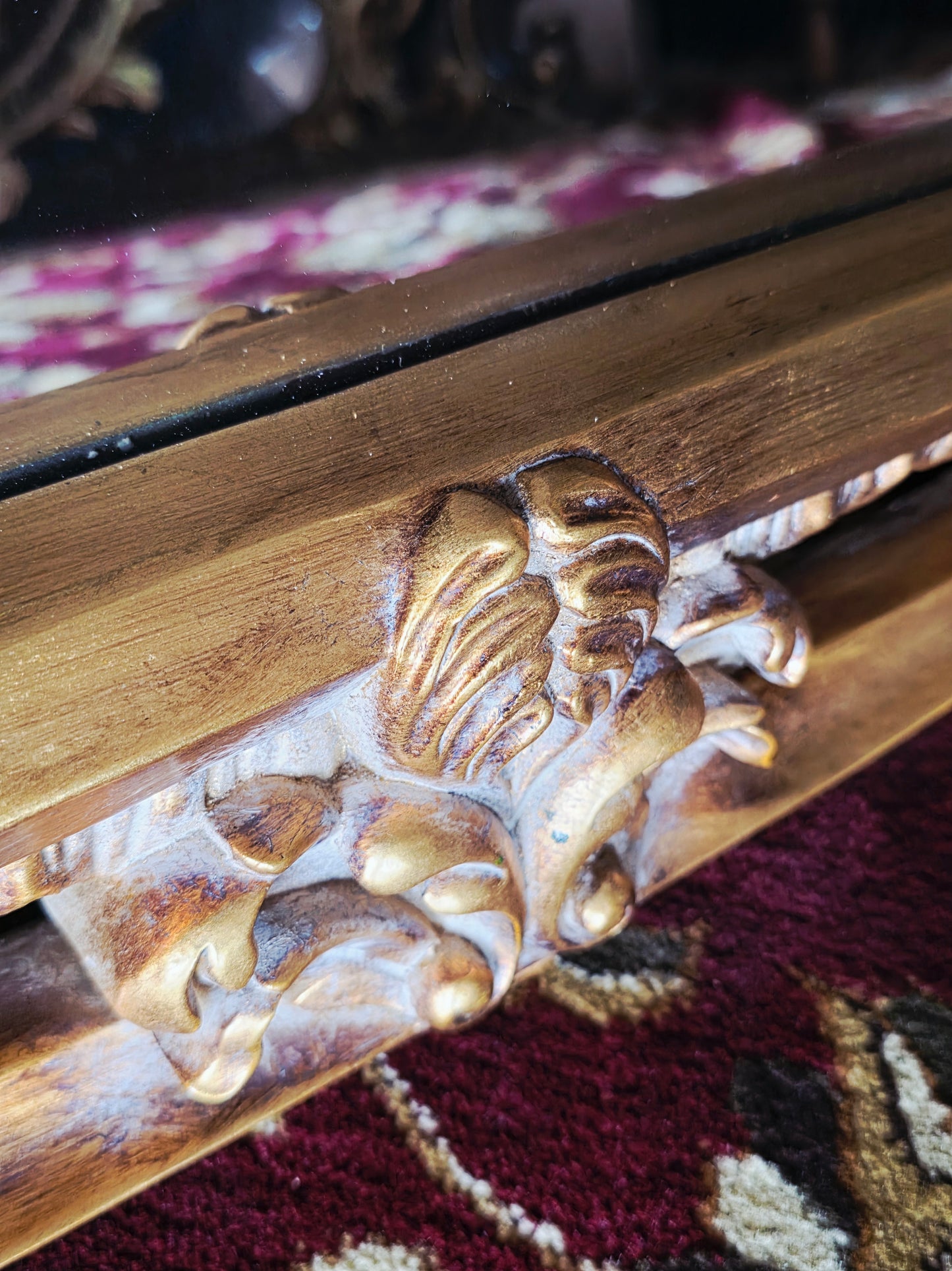 Espejo Barroco/Rococo Revival en Hoja de Oro – Artesanía en Madera🌸🌿🪞