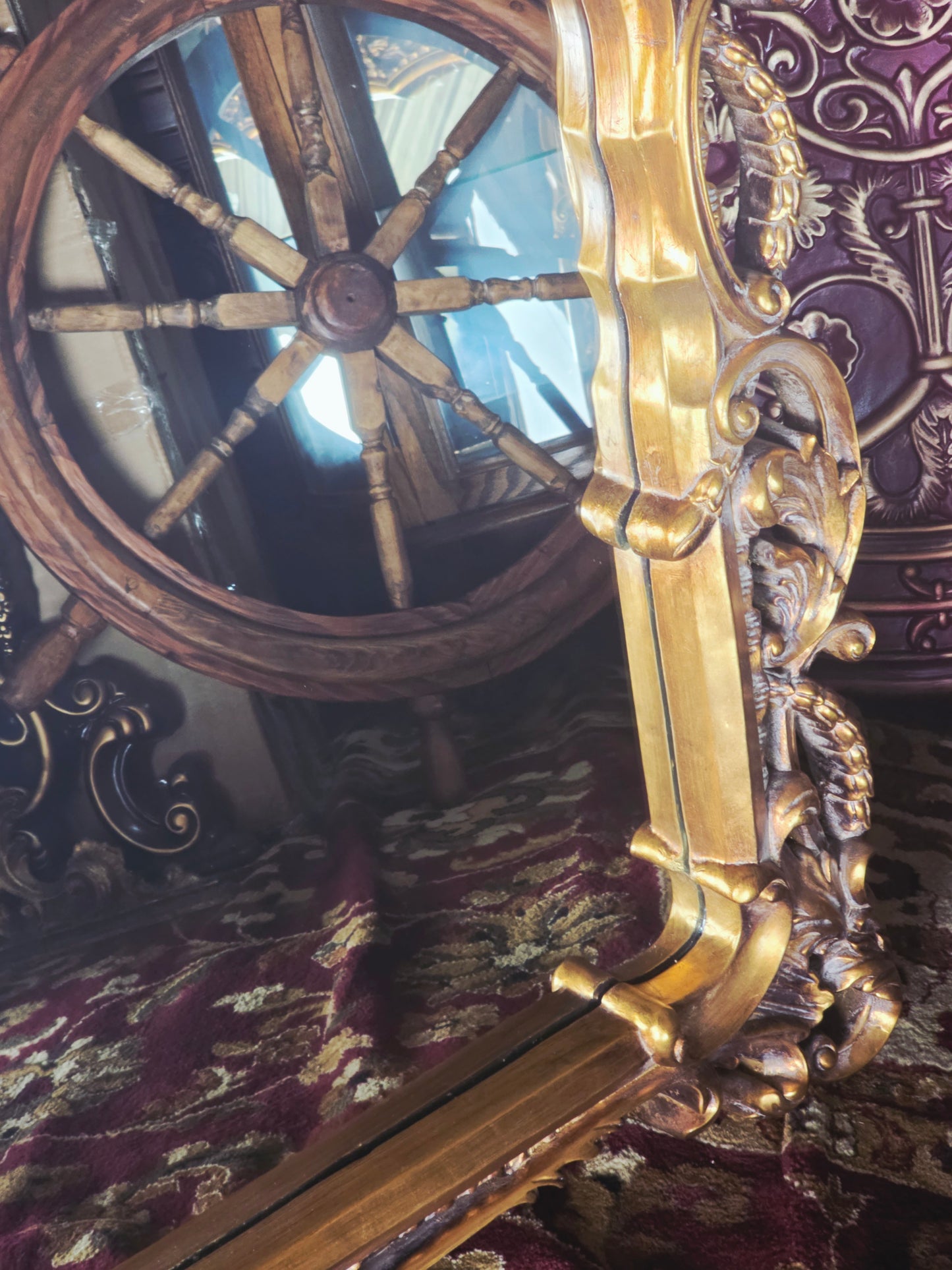 Espejo Barroco/Rococo Revival en Hoja de Oro – Artesanía en Madera🌸🌿🪞