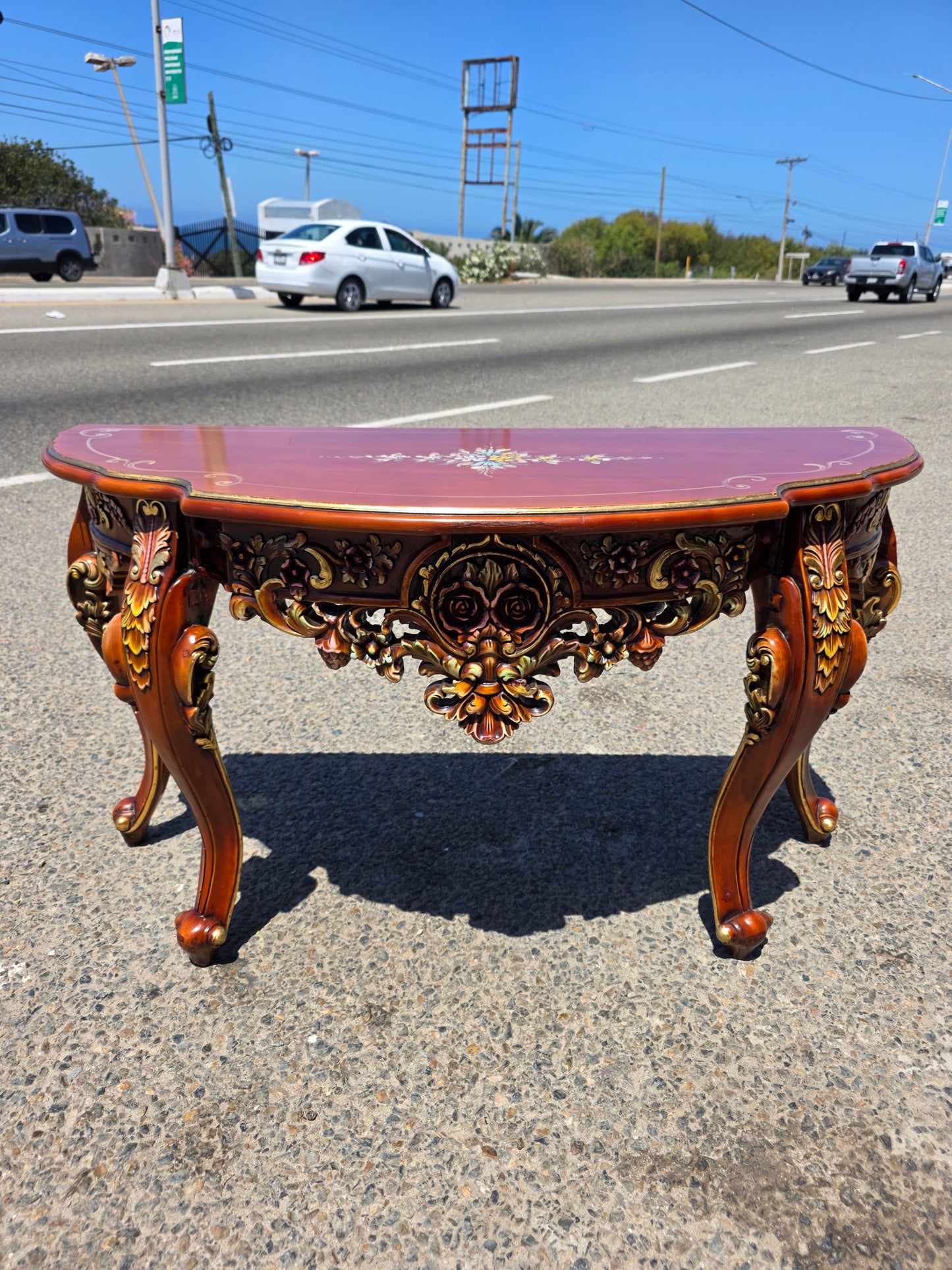 Ornamental Carved Wood Credenza with Floral Motifs 🌿🏛️🌿