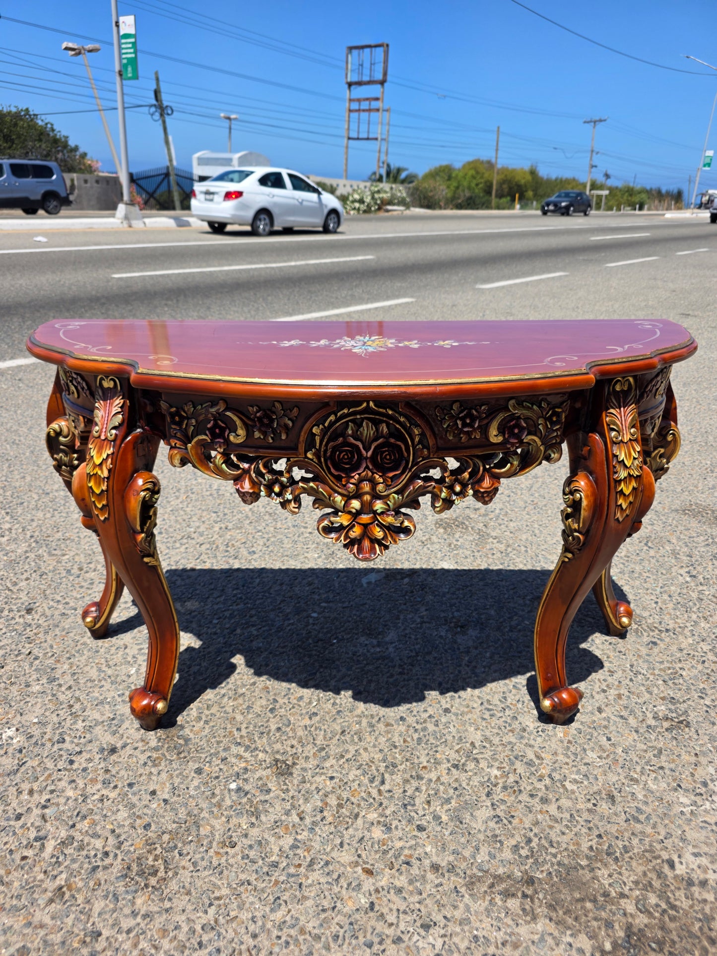 Ornamental Carved Wood Credenza with Floral Motifs 🌿🏛️🌿