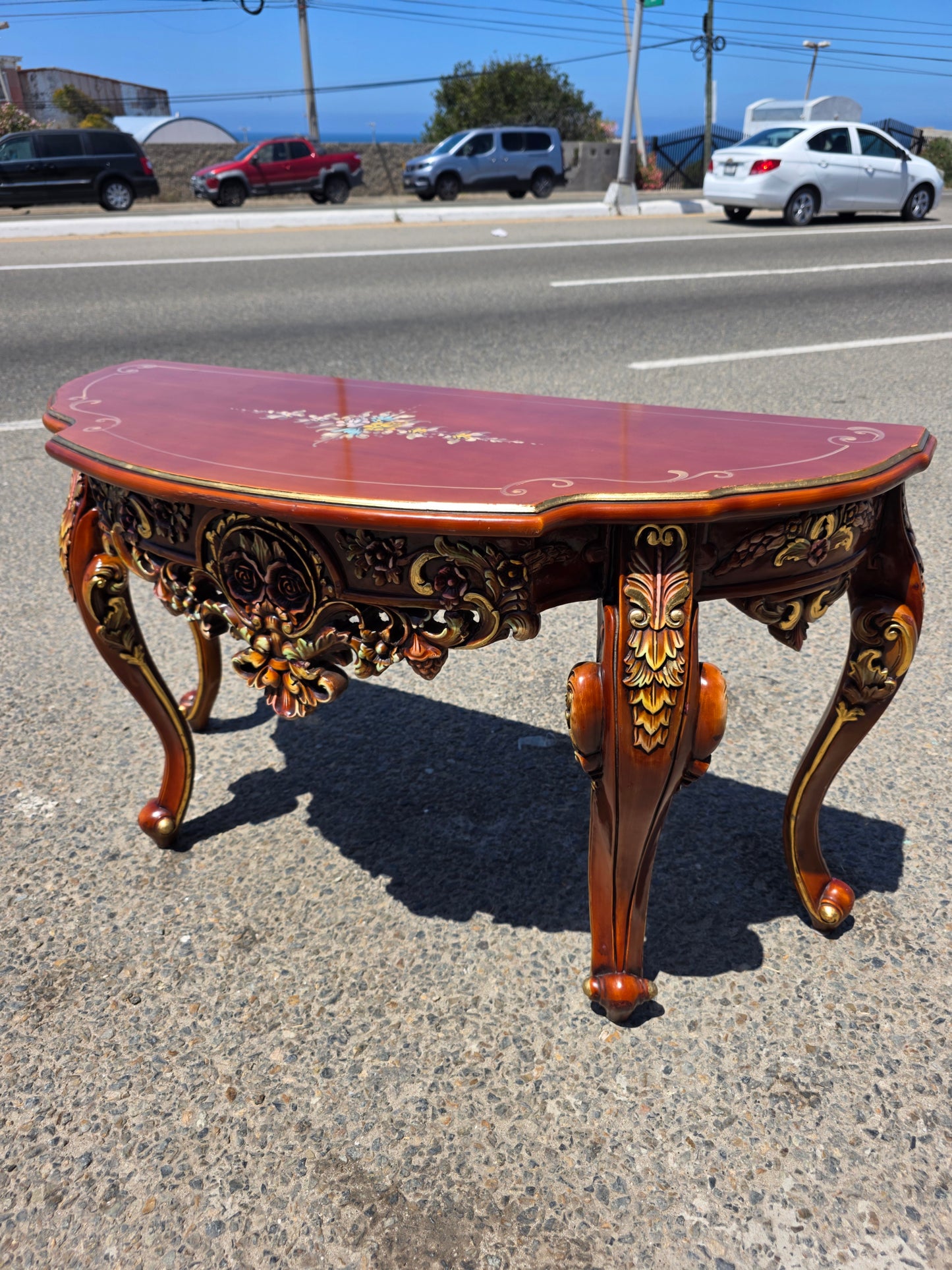 Ornamental Carved Wood Credenza with Floral Motifs 🌿🏛️🌿
