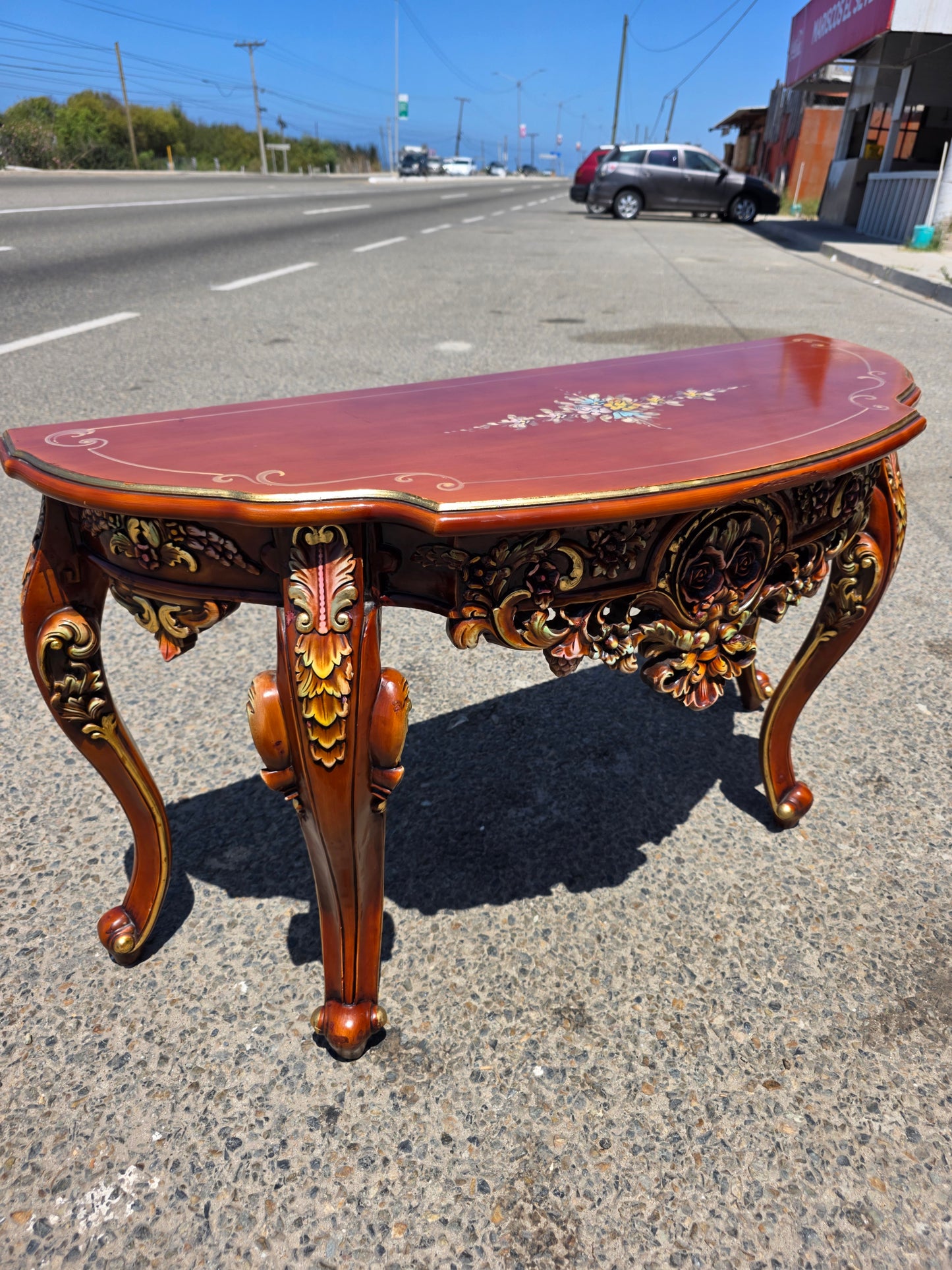 Ornamental Carved Wood Credenza with Floral Motifs 🌿🏛️🌿