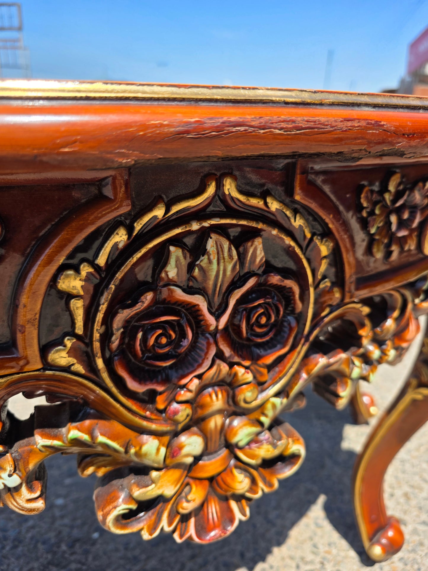 Ornamental Carved Wood Credenza with Floral Motifs 🌿🏛️🌿