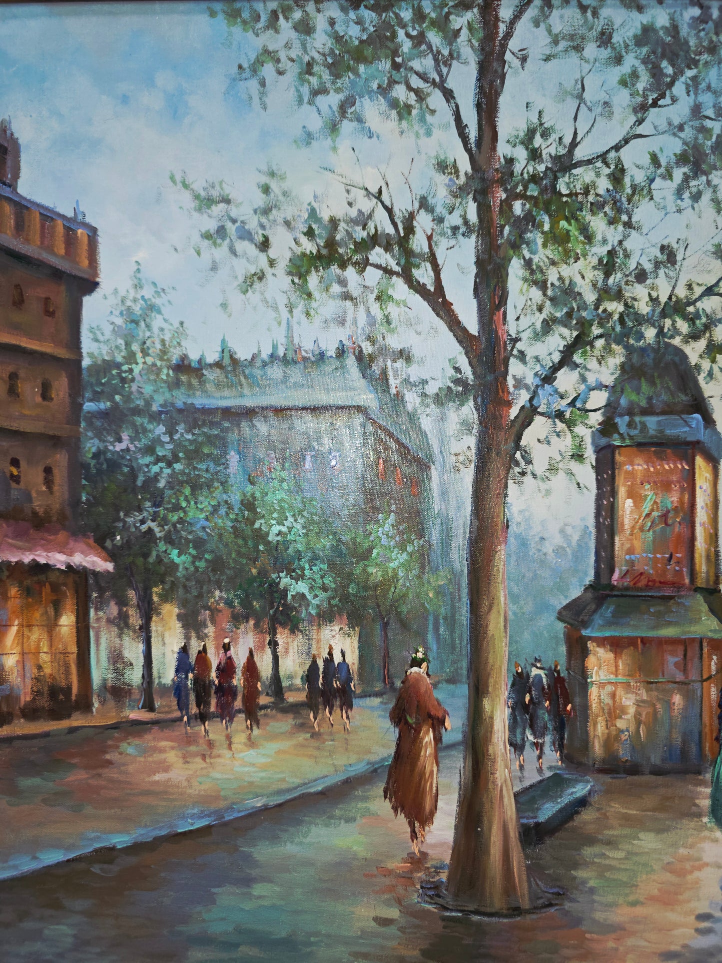 Cuadro al Oleo con Marco Ornamental – Escena Urbana Atemporal 🖼️🖌️🎨