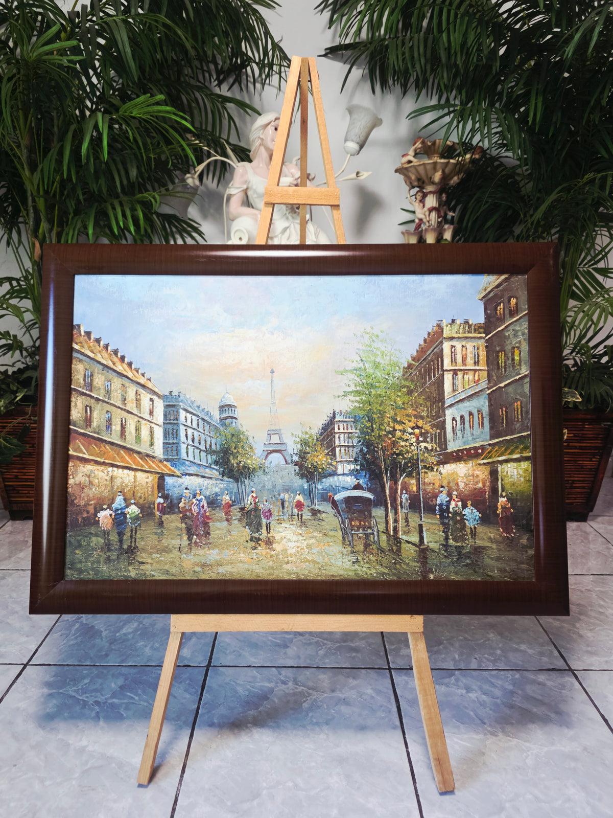 Parisian Scene with the Eiffel Tower - Original oil painting🖌️🎨
