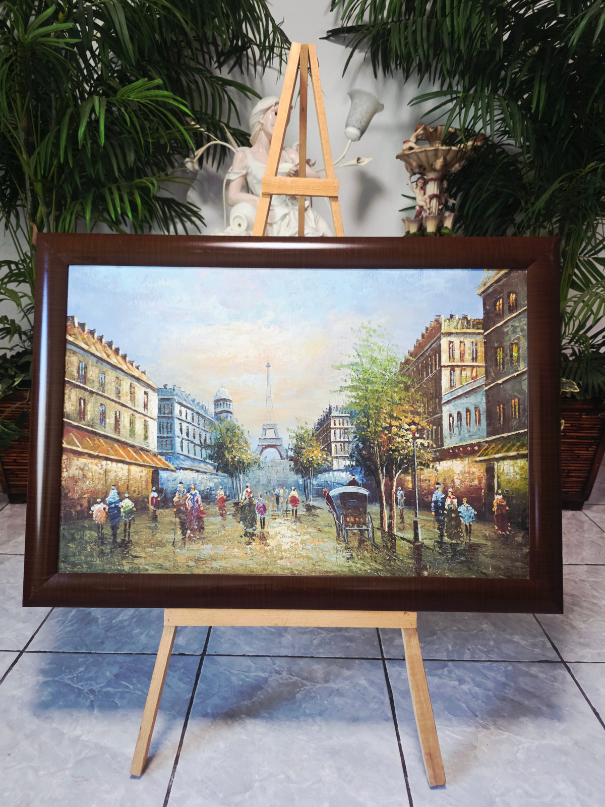 Parisian Scene with the Eiffel Tower - Original oil painting🖌️🎨