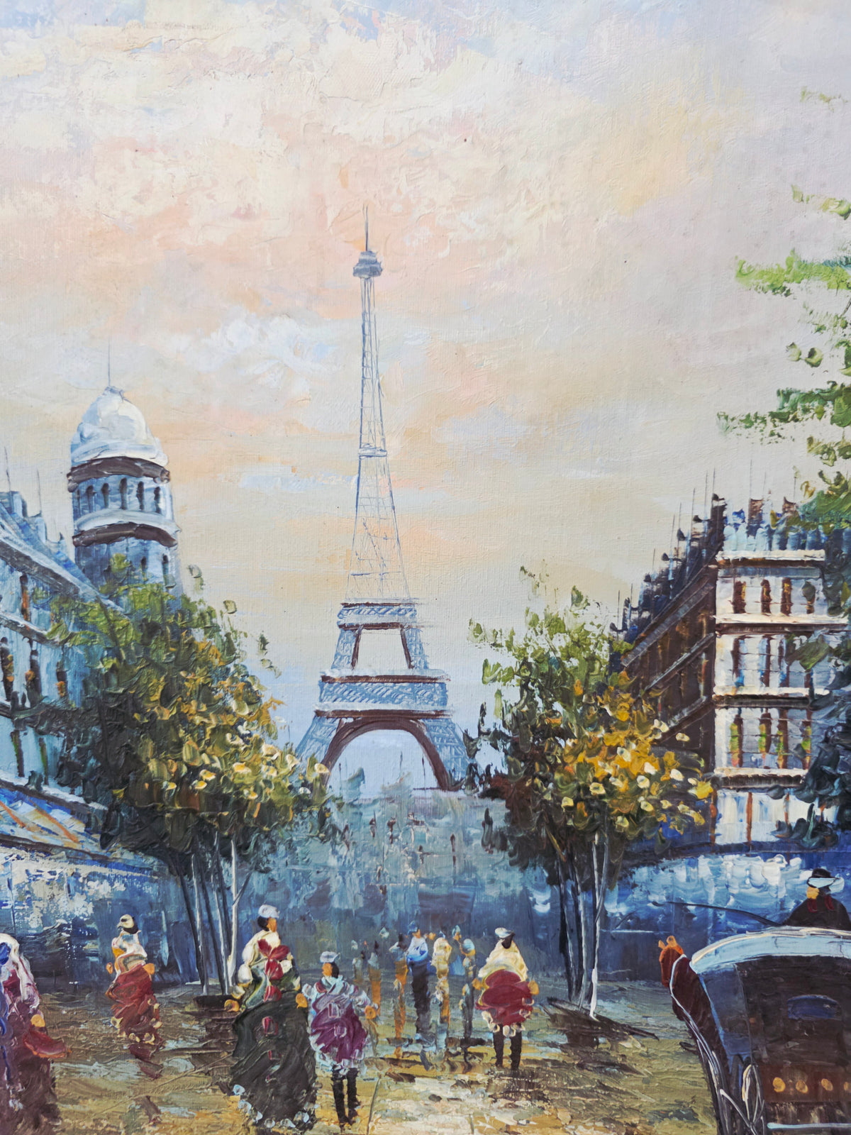 Parisian Scene with the Eiffel Tower - Original oil painting🖌️🎨