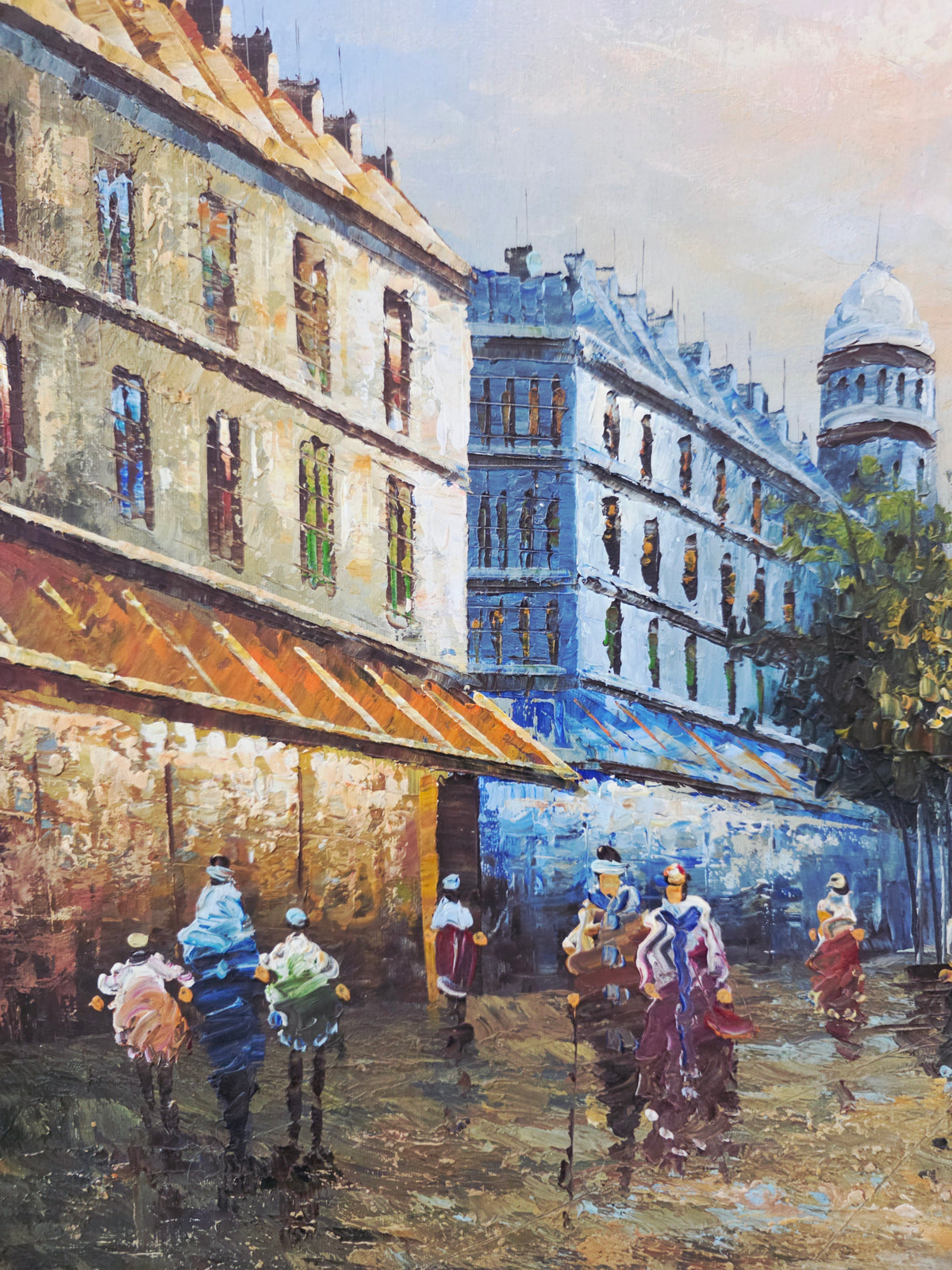 Parisian Scene with the Eiffel Tower - Original oil painting🖌️🎨