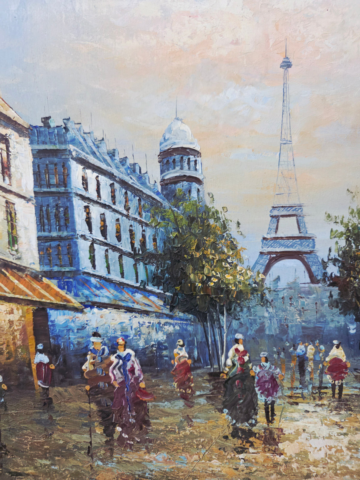 Parisian Scene with the Eiffel Tower - Original oil painting🖌️🎨