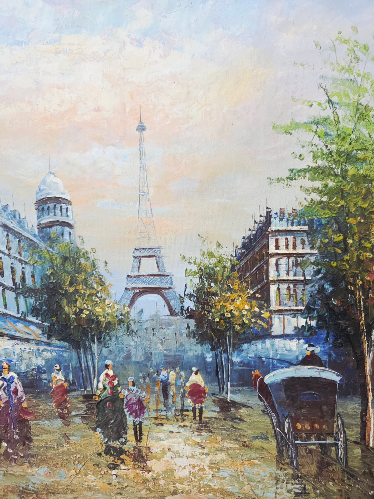 Parisian Scene with the Eiffel Tower - Original oil painting🖌️🎨