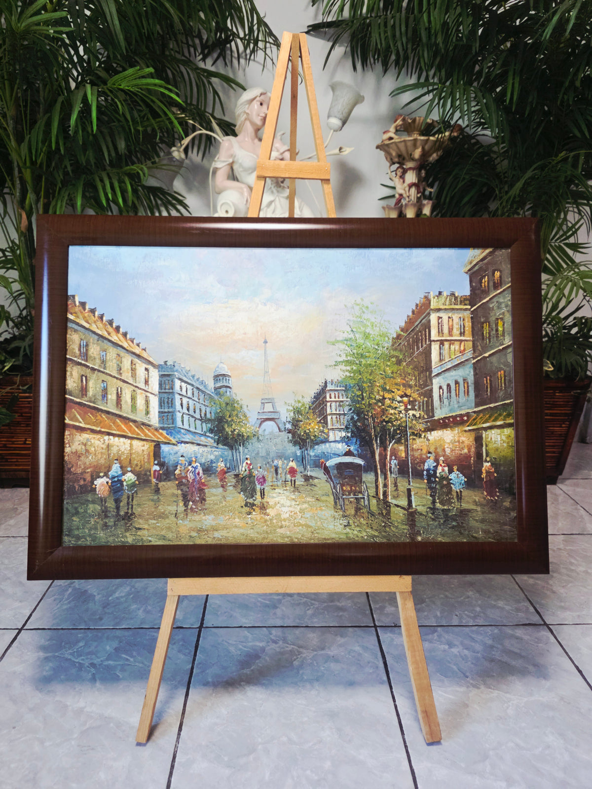 Parisian Scene with the Eiffel Tower - Original oil painting🖌️🎨