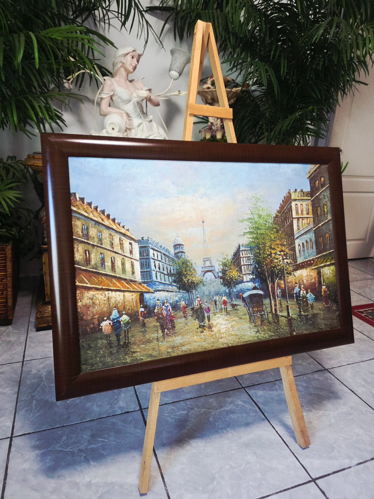 Parisian Scene with the Eiffel Tower - Original oil painting🖌️🎨