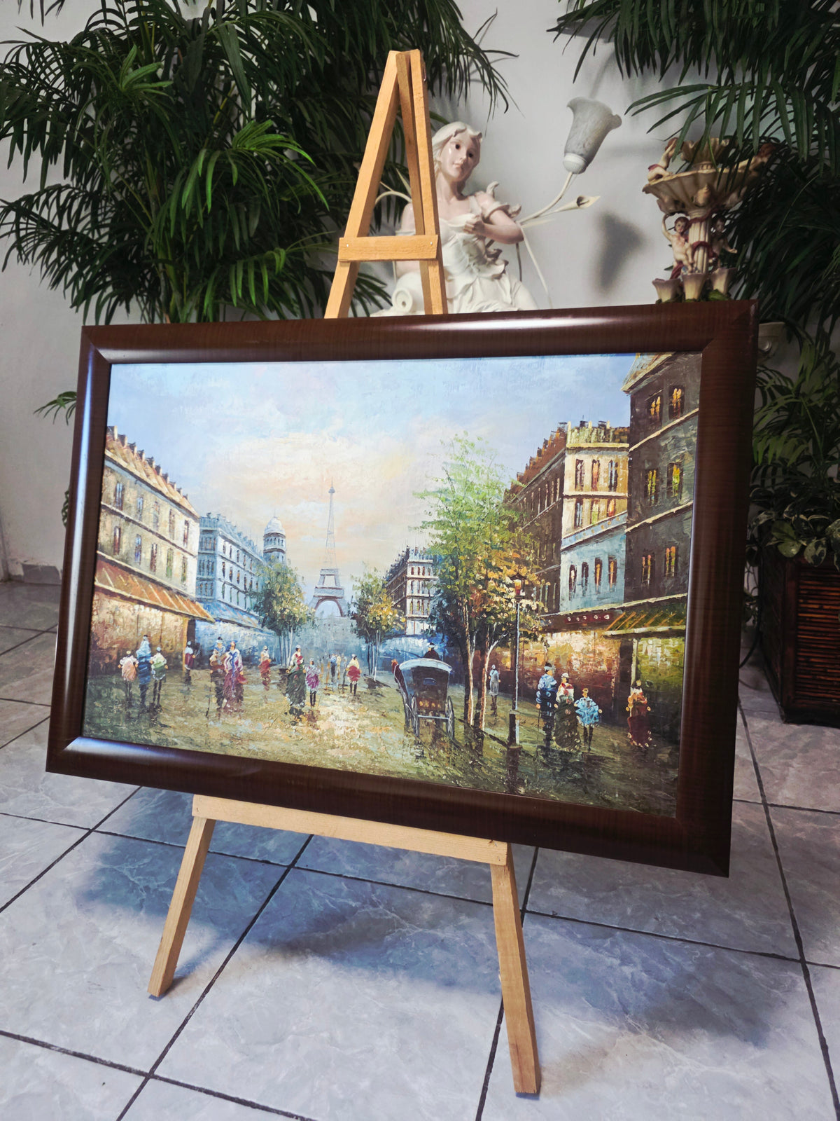 Parisian Scene with the Eiffel Tower - Original oil painting🖌️🎨