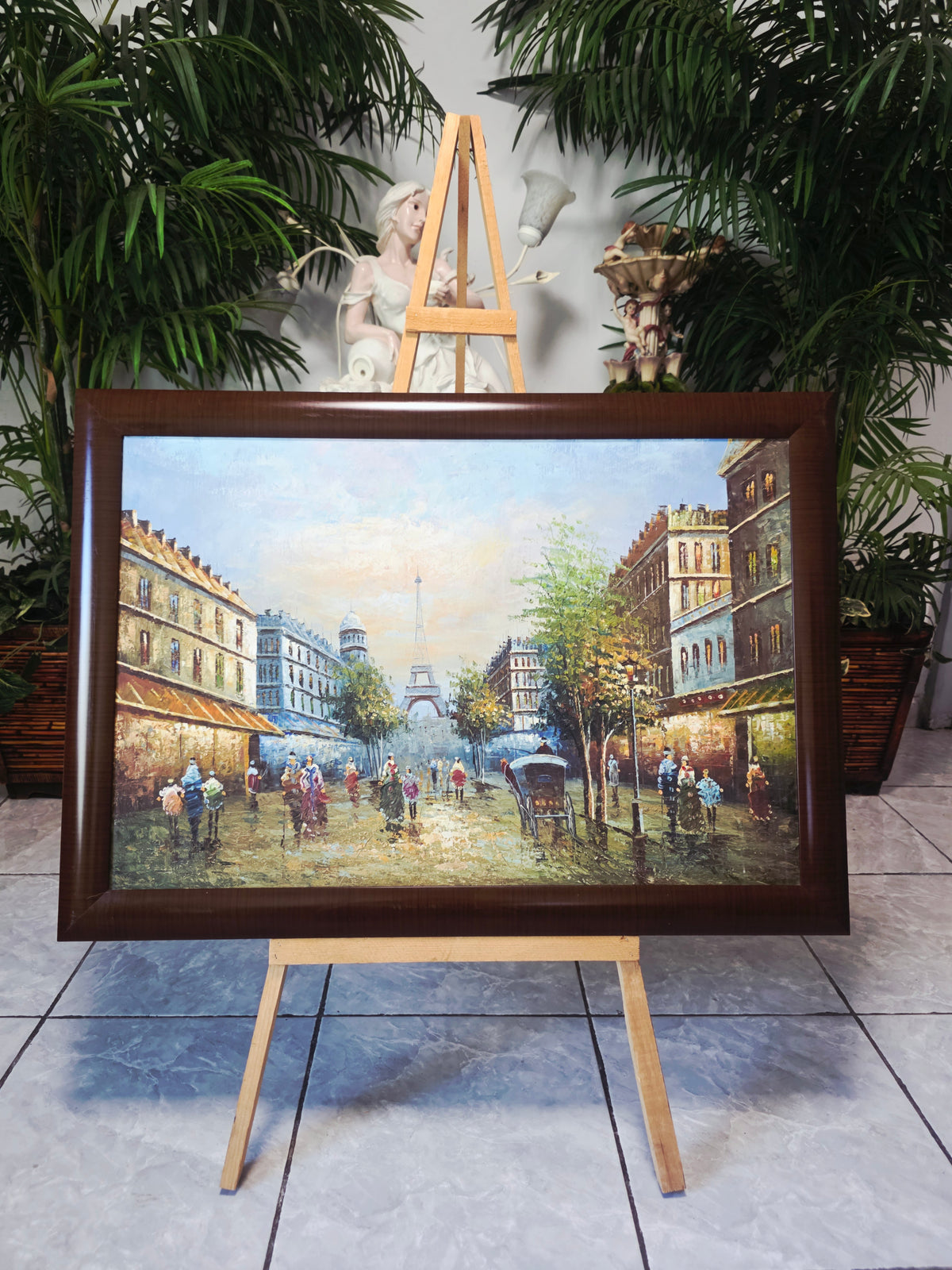 Parisian Scene with the Eiffel Tower - Original oil painting🖌️🎨