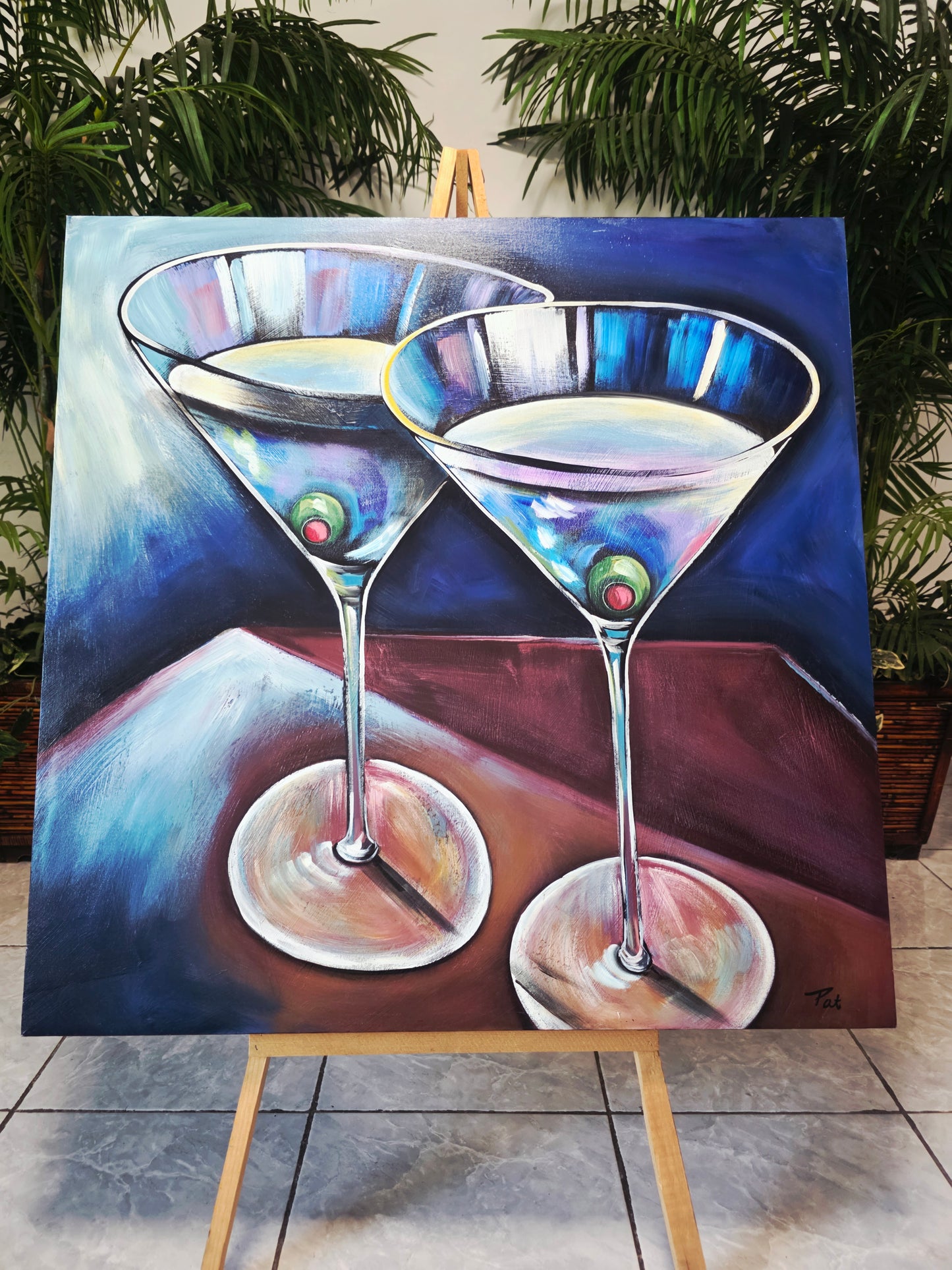Cuadro al Oleo Firmado por Pat – Elegancia Contemporánea 🌿🖌️🎨
