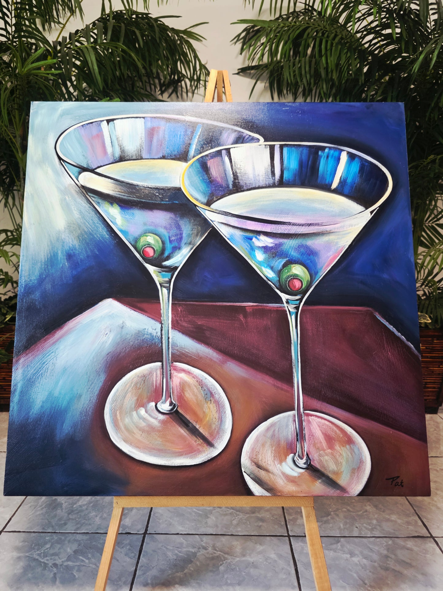 Cuadro al Oleo Firmado por Pat – Elegancia Contemporánea 🌿🖌️🎨