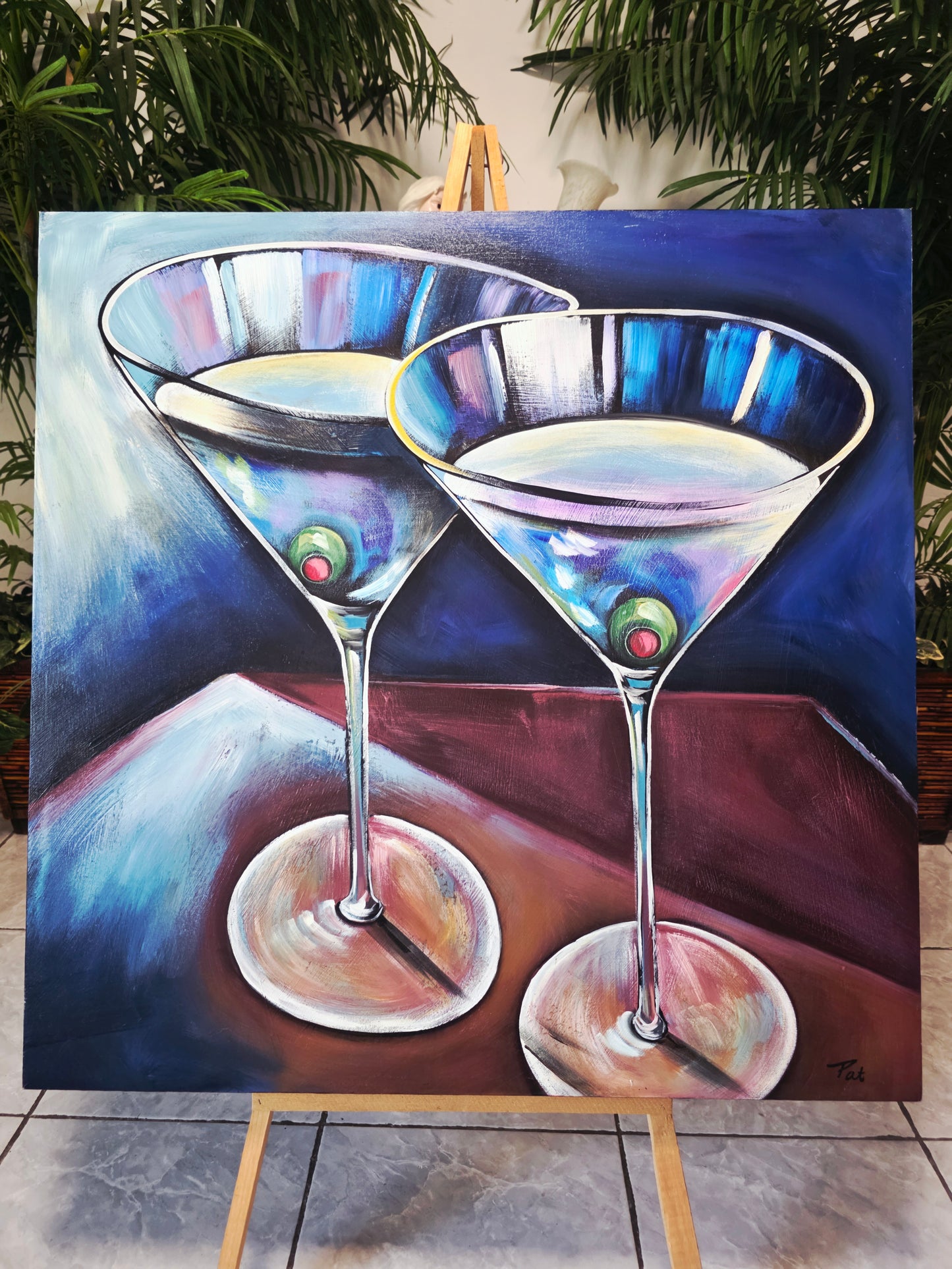Cuadro al Oleo Firmado por Pat – Elegancia Contemporánea 🌿🖌️🎨