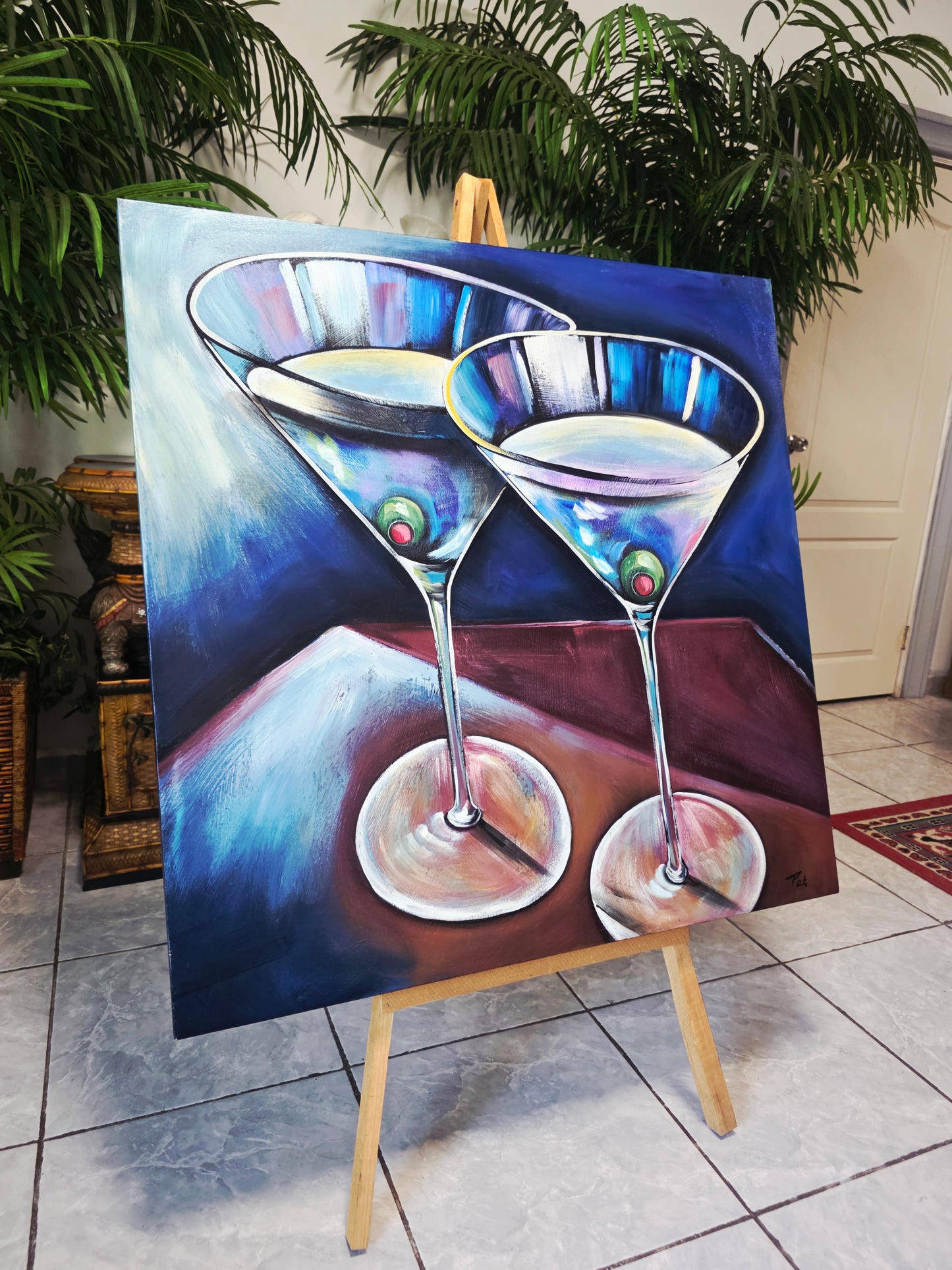 Cuadro al Oleo Firmado por Pat – Elegancia Contemporánea 🌿🖌️🎨