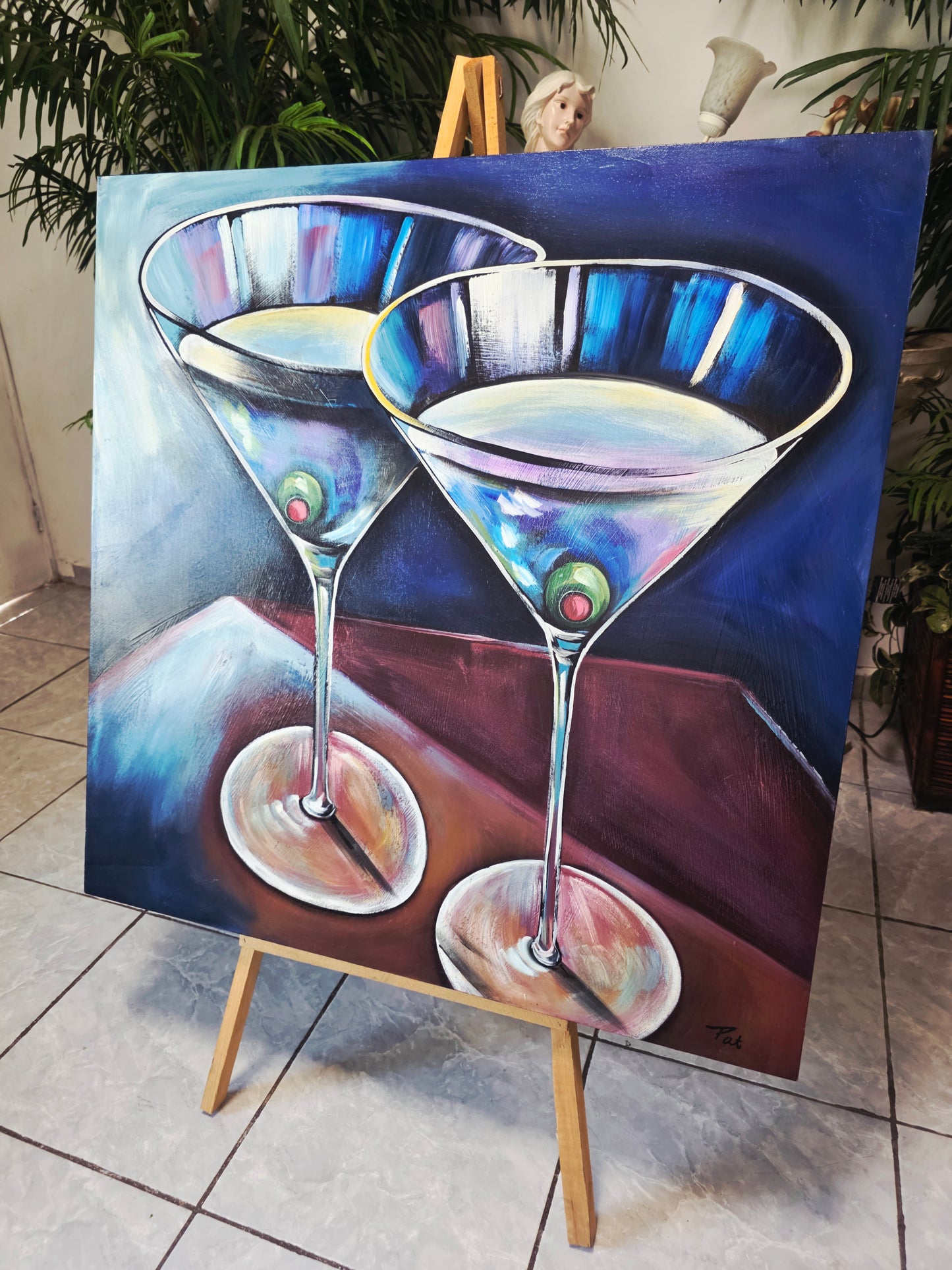 Cuadro al Oleo Firmado por Pat – Elegancia Contemporánea 🌿🖌️🎨