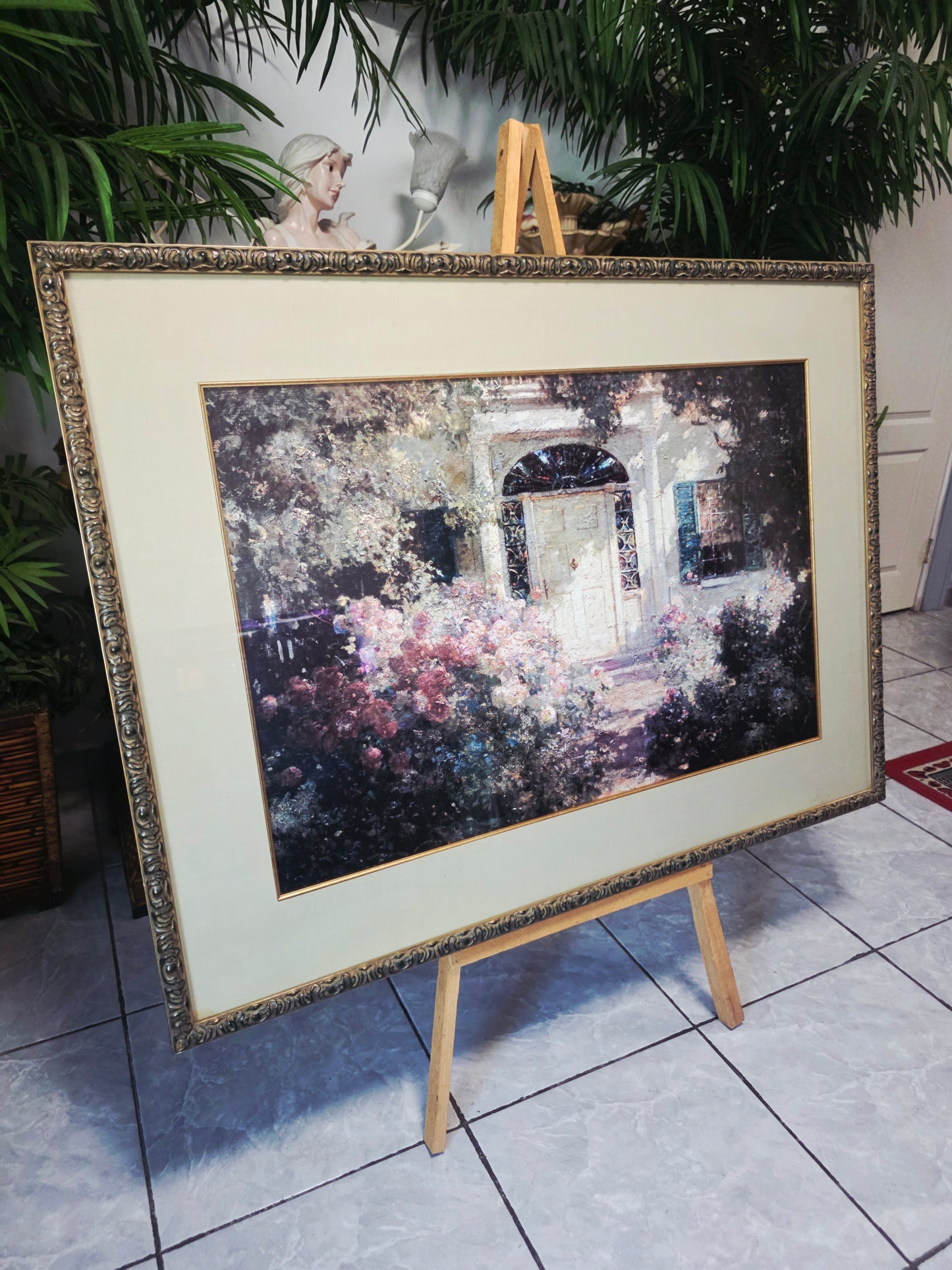 uadro al Oleo – Escena de Jardín con Entrada de Casa🌸🏛️🌸