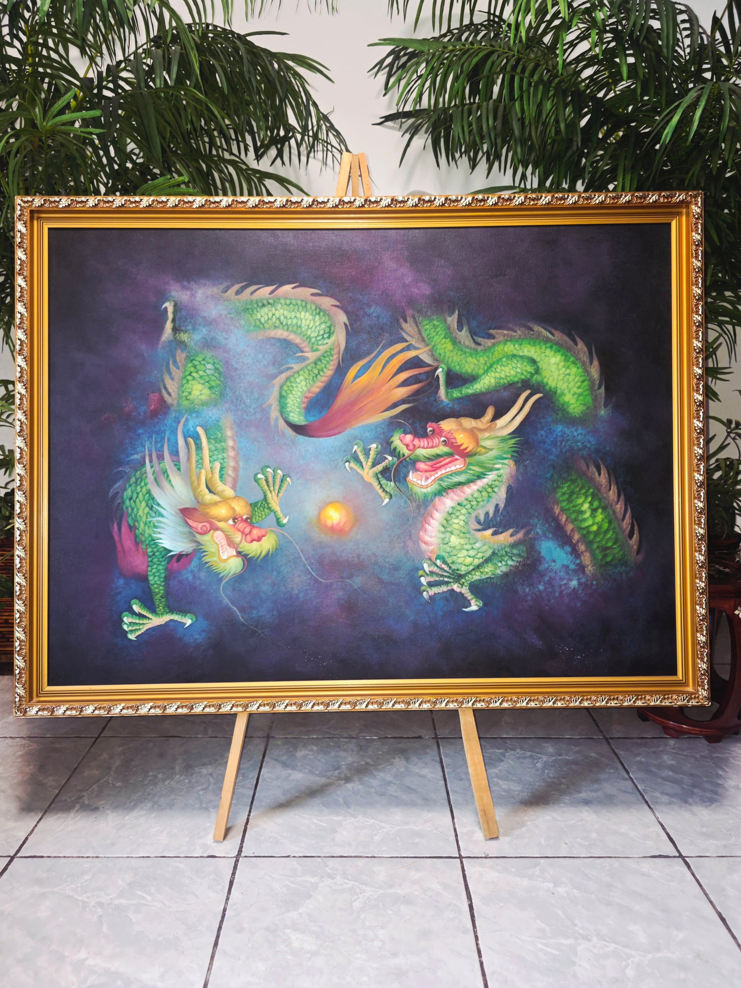 Cuadro de Dragones en Oleo – Fuerza Mística y Elegancia Atemporal 🐉🔥🐉