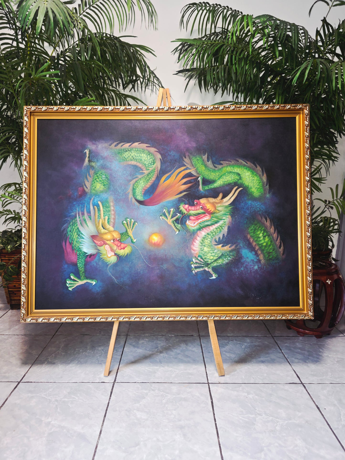 Cuadro de Dragones en Oleo – Fuerza Mística y Elegancia Atemporal 🐉🔥🐉