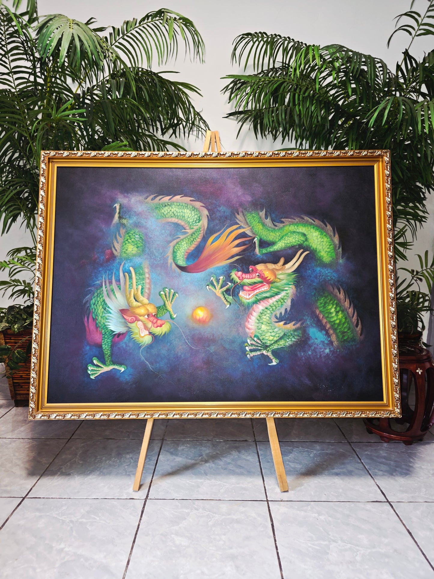 Cuadro de Dragones en Oleo – Fuerza Mística y Elegancia Atemporal 🐉🔥🐉