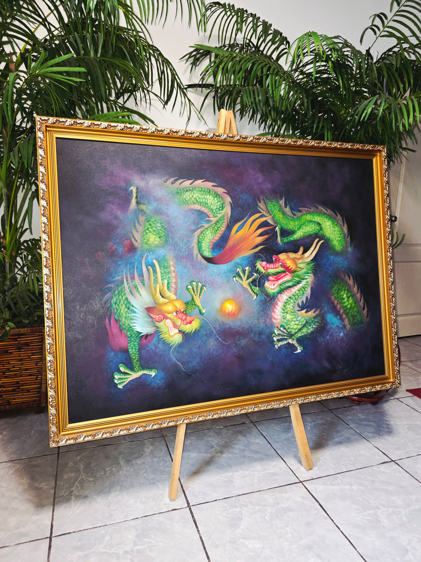 Cuadro de Dragones en Oleo – Fuerza Mística y Elegancia Atemporal 🐉🔥🐉