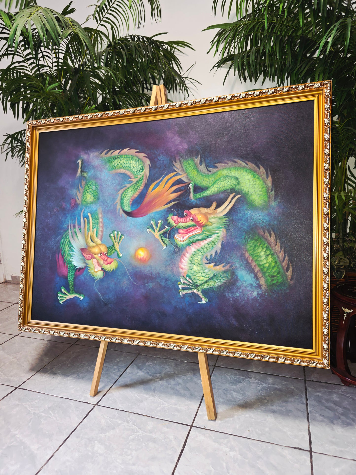 Cuadro de Dragones en Oleo – Fuerza Mística y Elegancia Atemporal 🐉🔥🐉