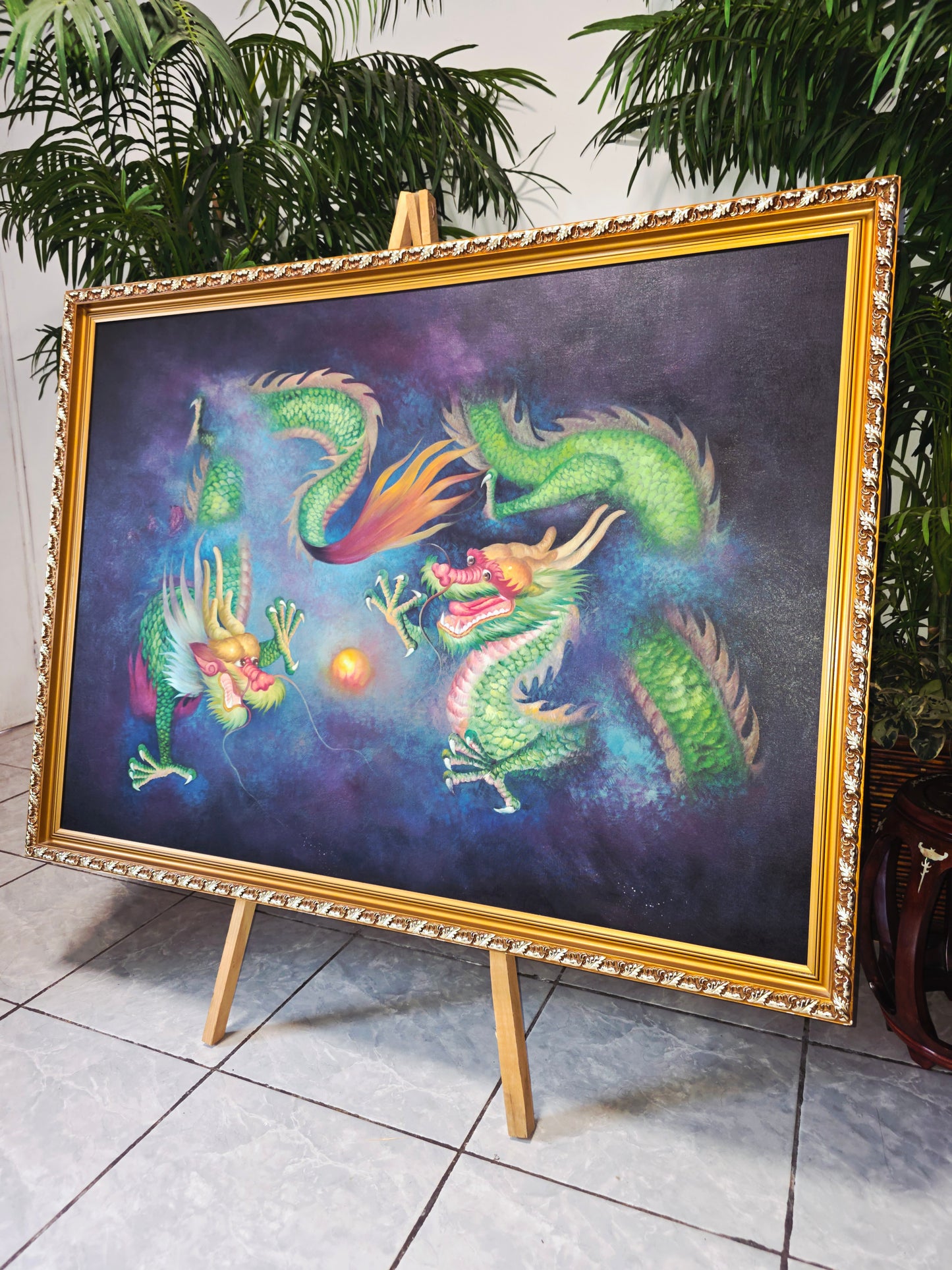 Cuadro de Dragones en Oleo – Fuerza Mística y Elegancia Atemporal 🐉🔥🐉