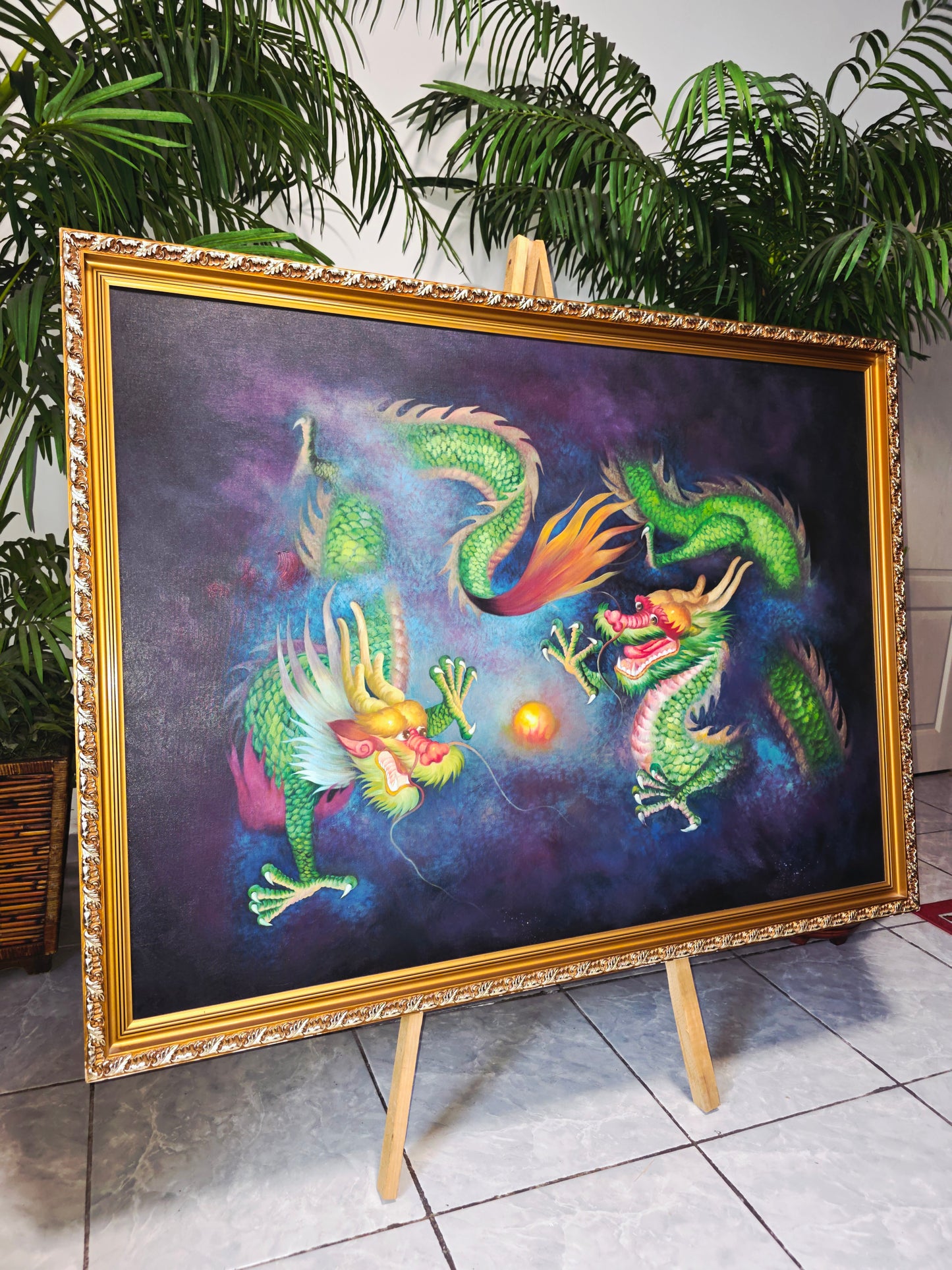 Cuadro de Dragones en Oleo – Fuerza Mística y Elegancia Atemporal 🐉🔥🐉