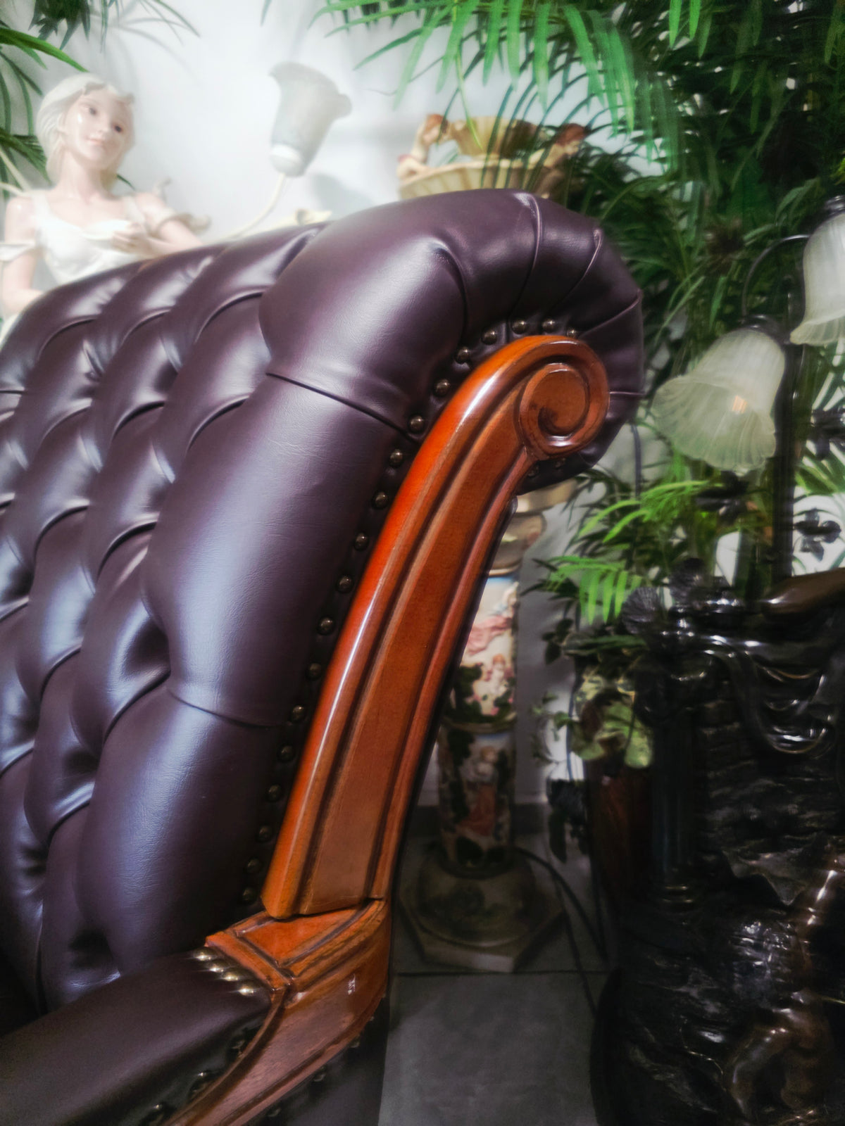 Executive Chair in Dark Chocolate Leatherette with Bronze Studs ✨🌿🏛️🪑