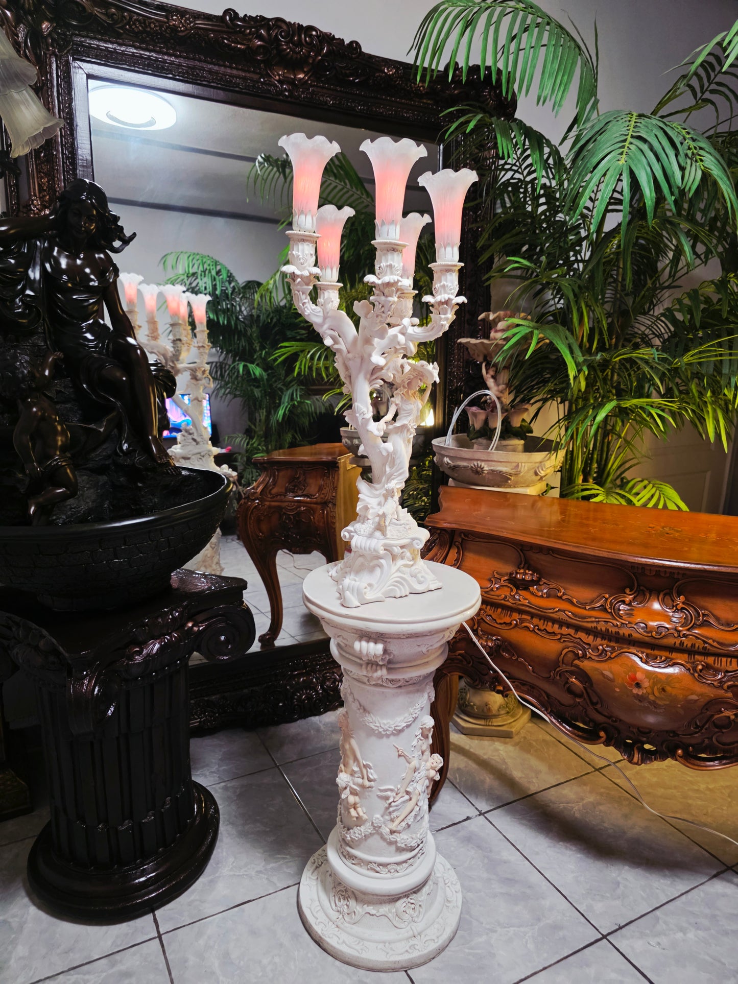 Par de Lamparas con Dos Pedestales – Elegancia Ceremonial Atemporal 🔮🌟