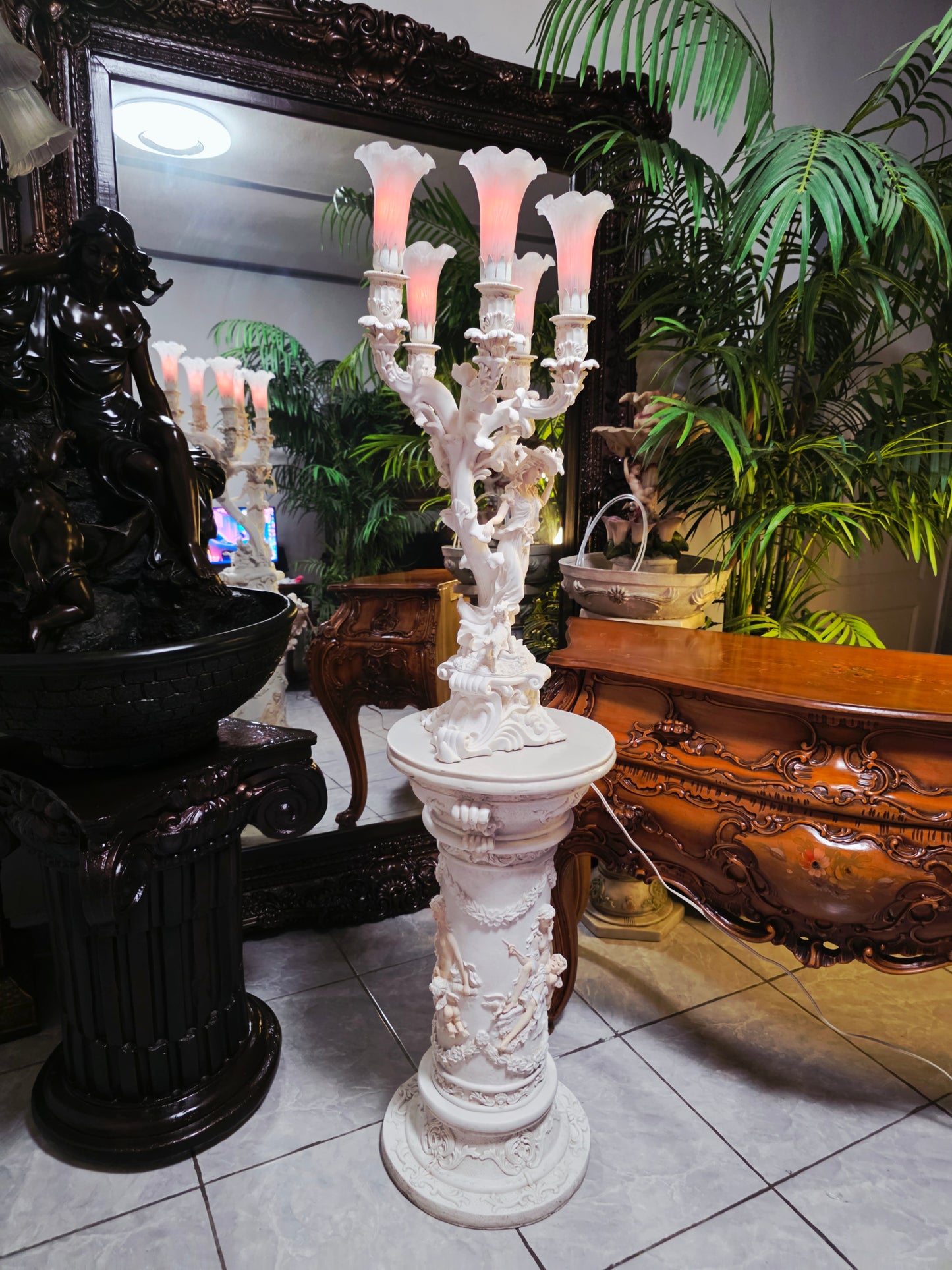 Par de Lamparas con Dos Pedestales – Elegancia Ceremonial Atemporal 🔮🌟