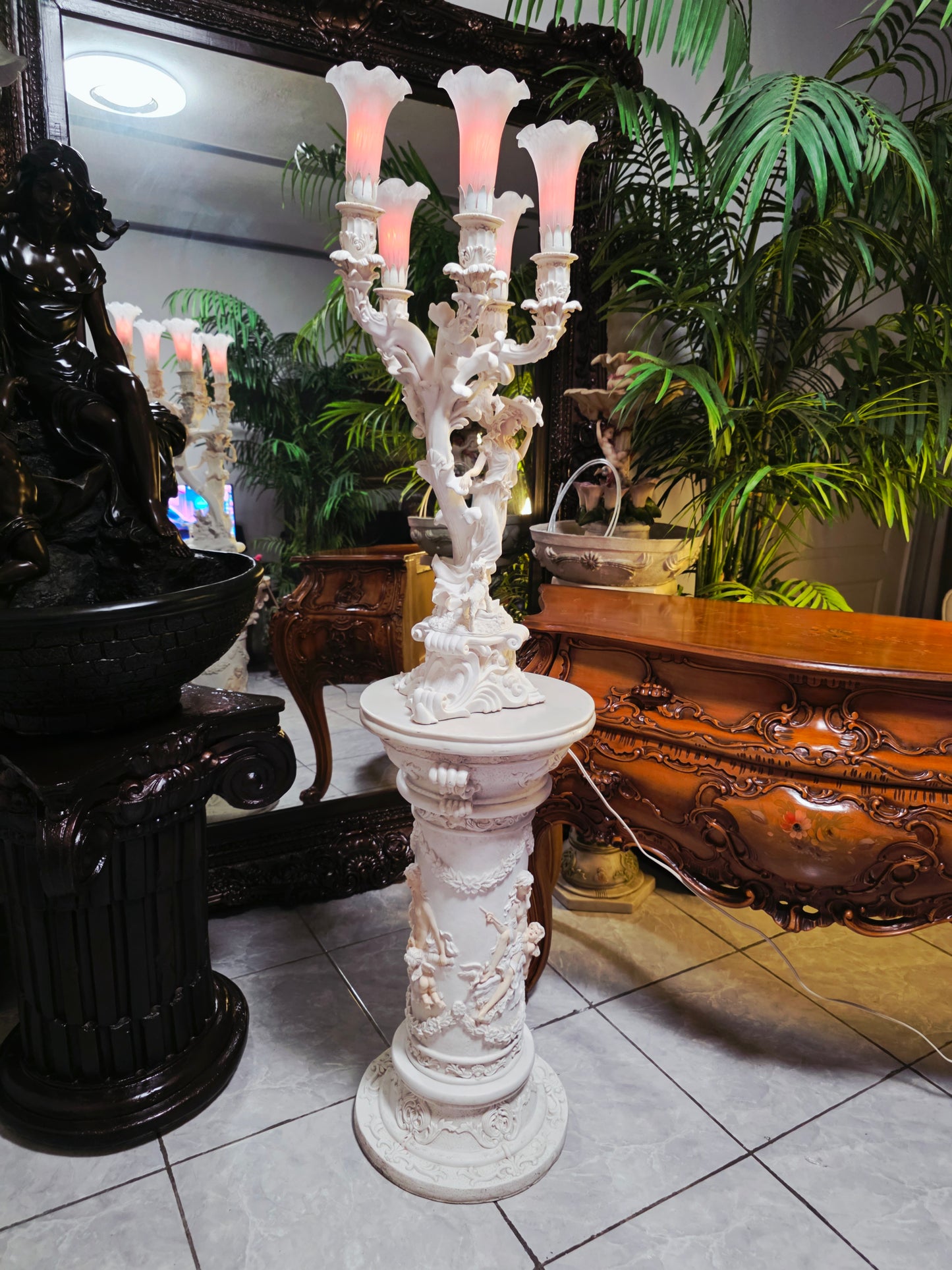Par de Lamparas con Dos Pedestales – Elegancia Ceremonial Atemporal 🔮🌟