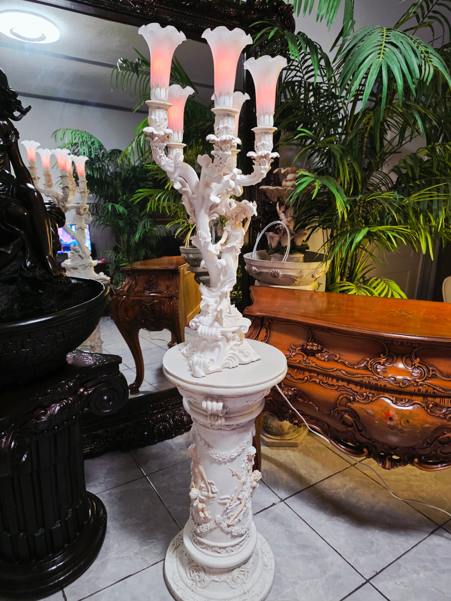 Par de Lamparas con Dos Pedestales – Elegancia Ceremonial Atemporal 🔮🌟