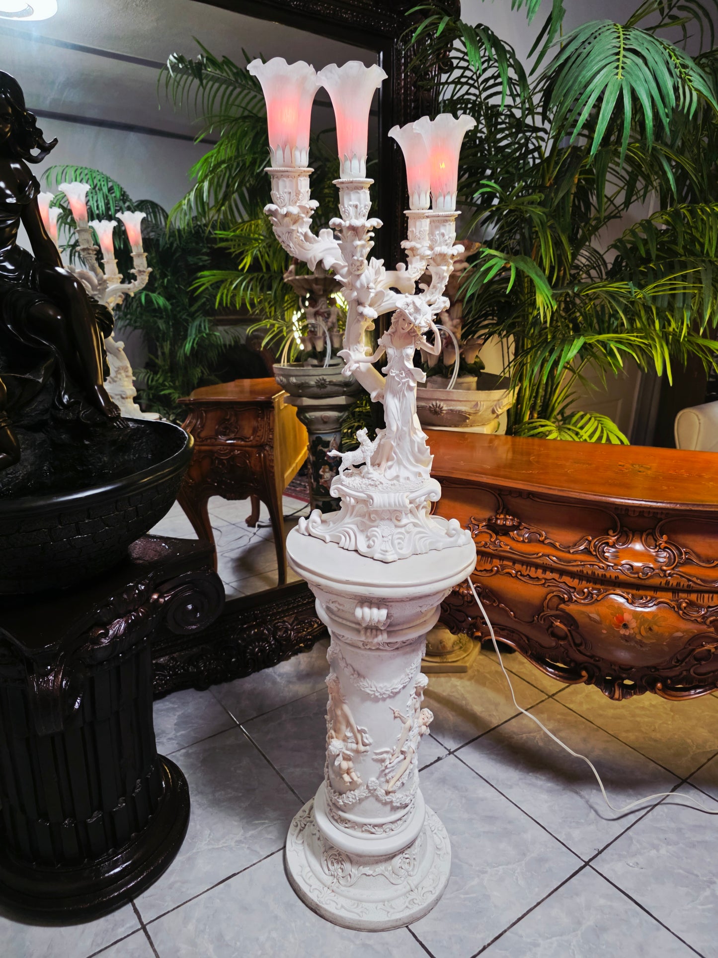 Par de Lamparas con Dos Pedestales – Elegancia Ceremonial Atemporal 🔮🌟